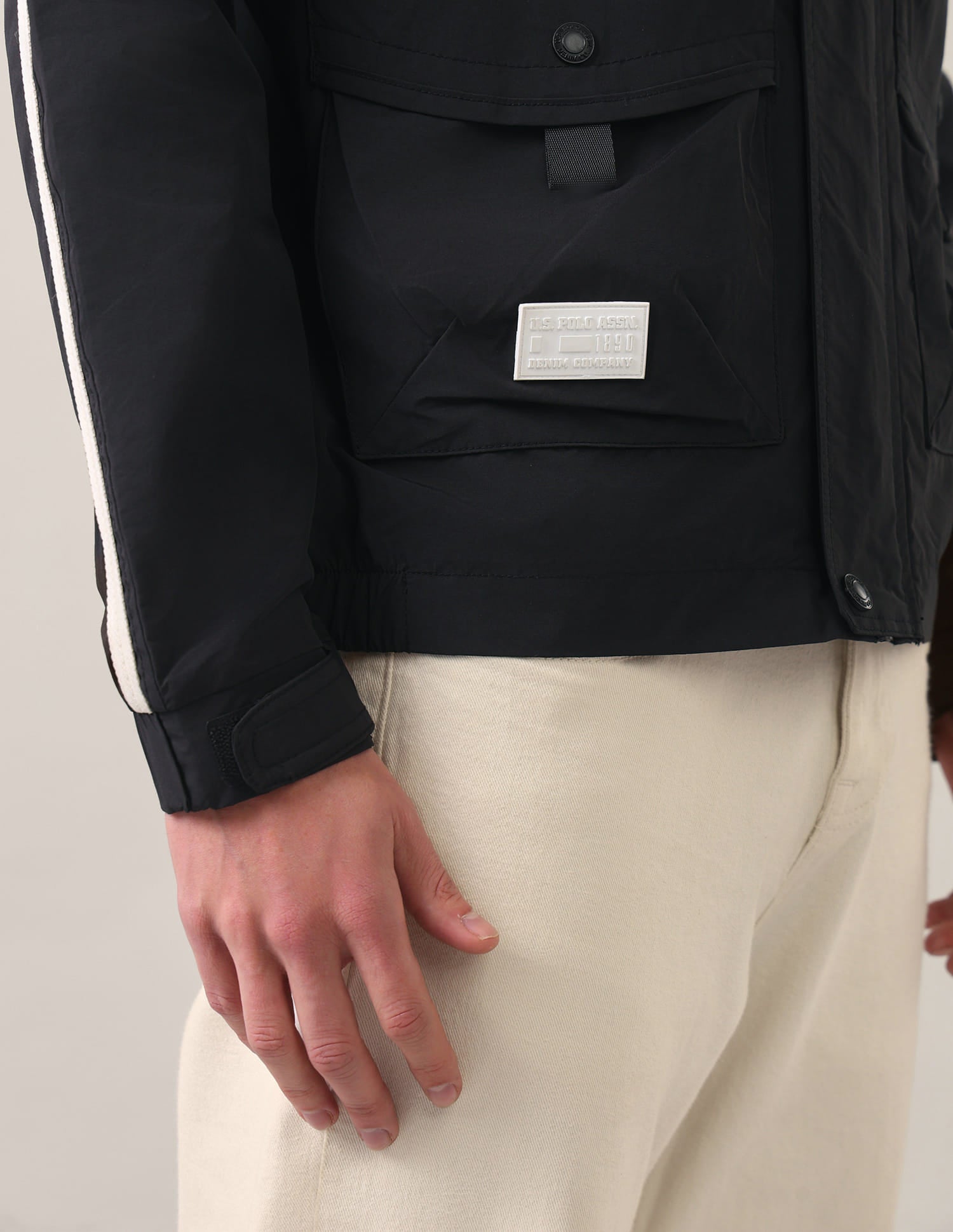 Regular Fit Solid Casual Jacket Black - U.S. Polo Assn. India | Large