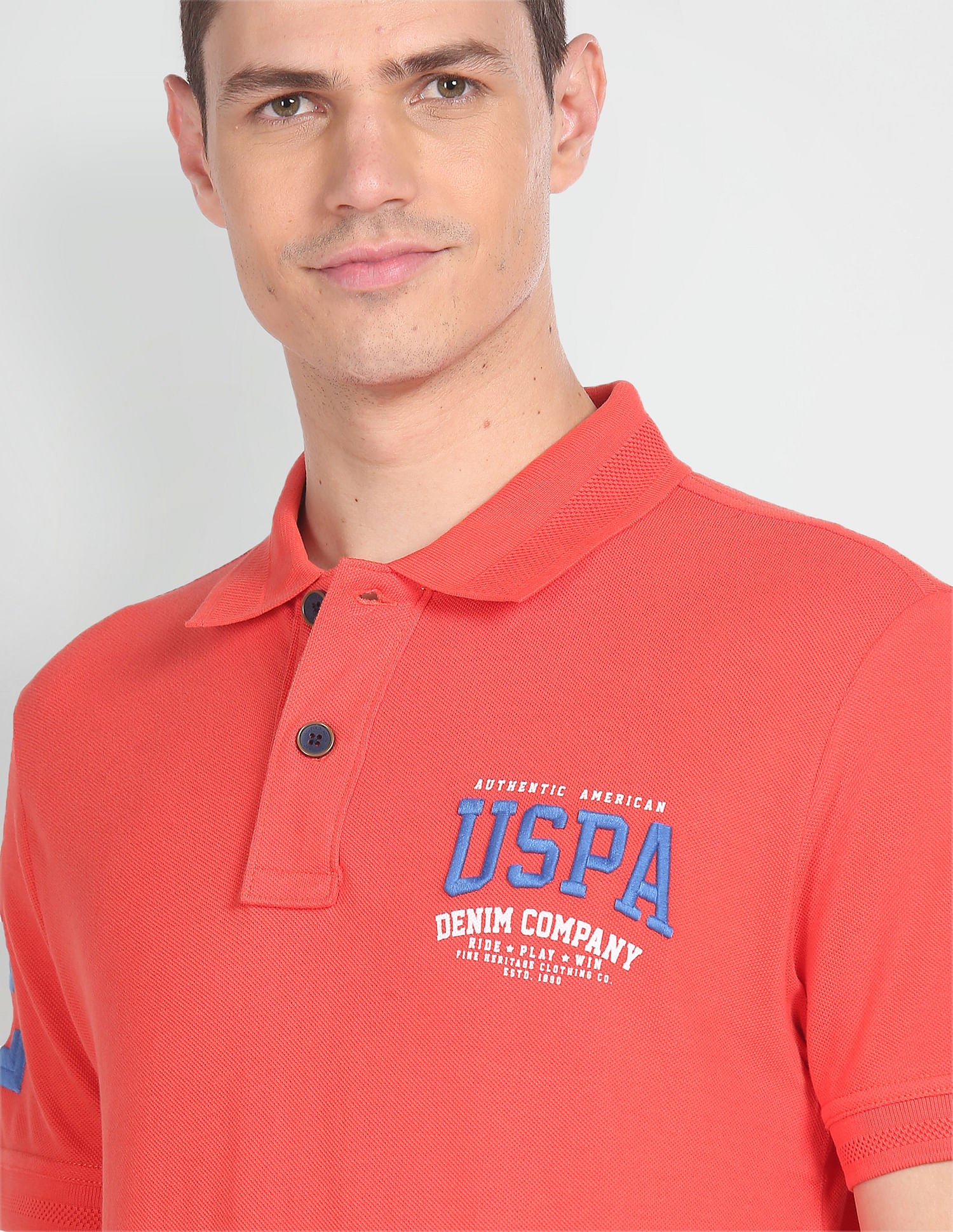 Cotton Solid Polo Shirt Orange - U.S. Polo Assn. India | Large