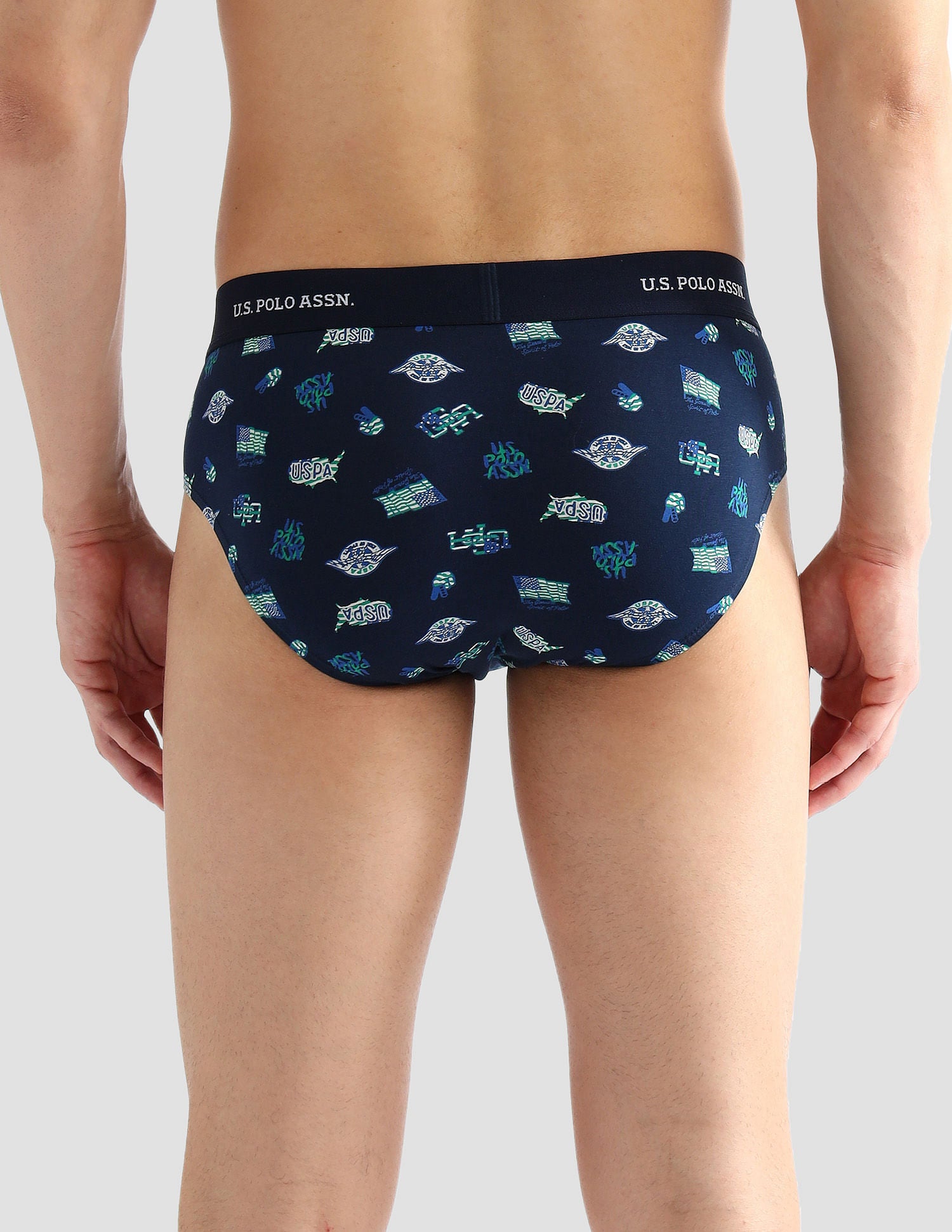 Elasticized Waist Solid OEB14 Briefs - Pack Of 3 Navy, Light Blue and White - U.S. POLO ASSN. | Large