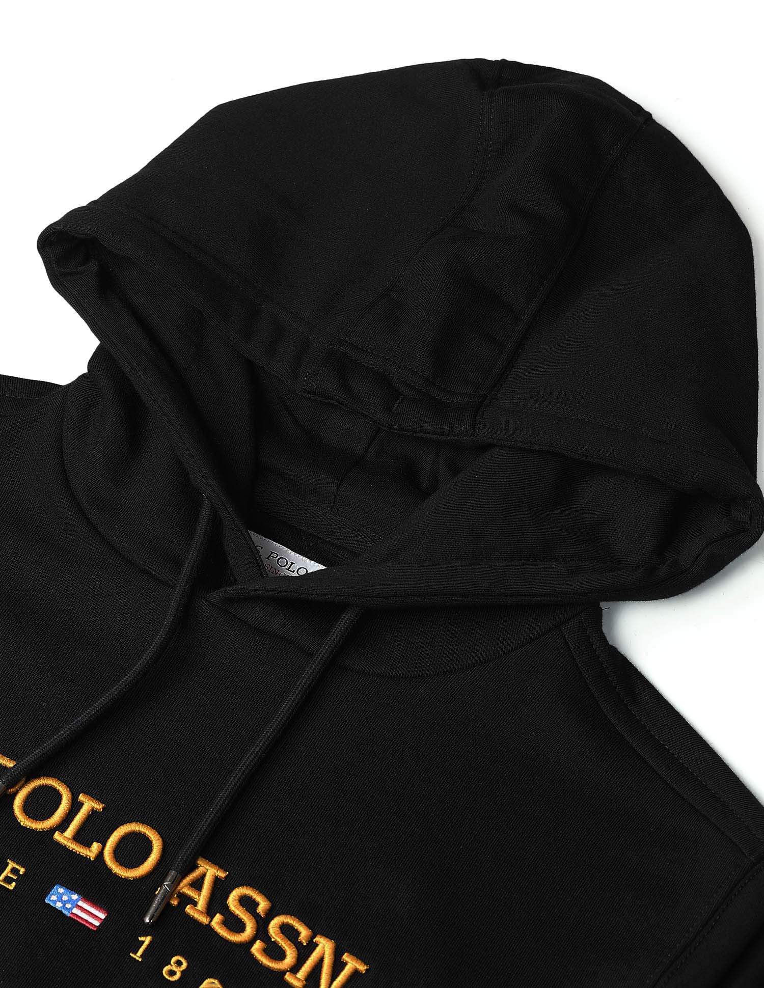 Brand Embroidered Regular Fit Sweatshirt Black - U.S. Polo Assn. India | Large