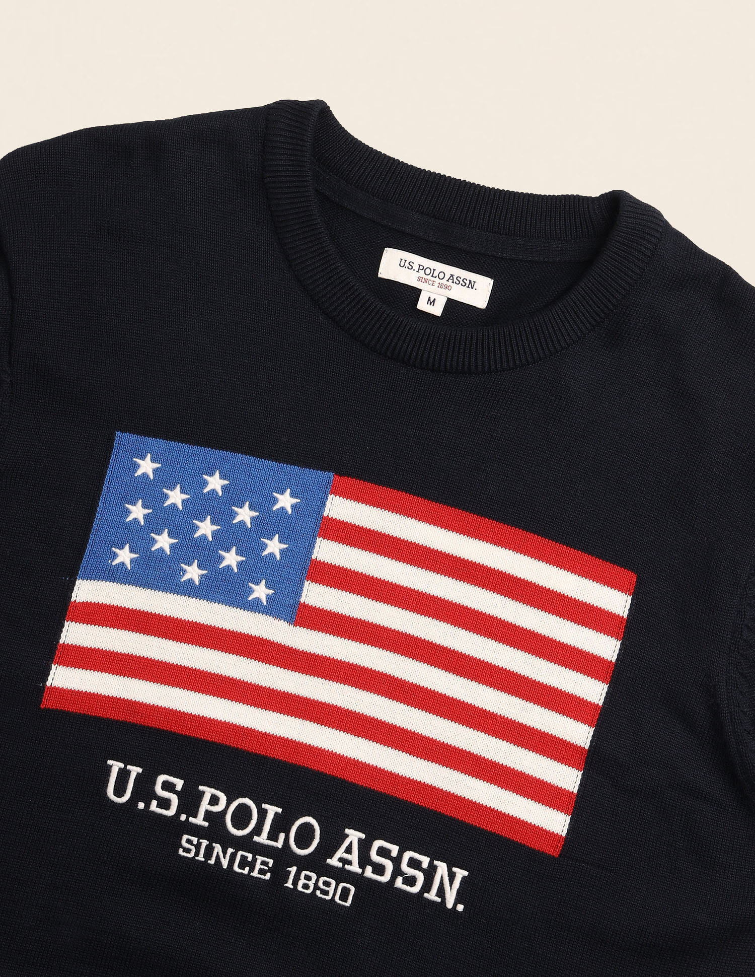 Crew Neck Brand Embroidered Sweater Navy - U.S. Polo Assn. India | Large
