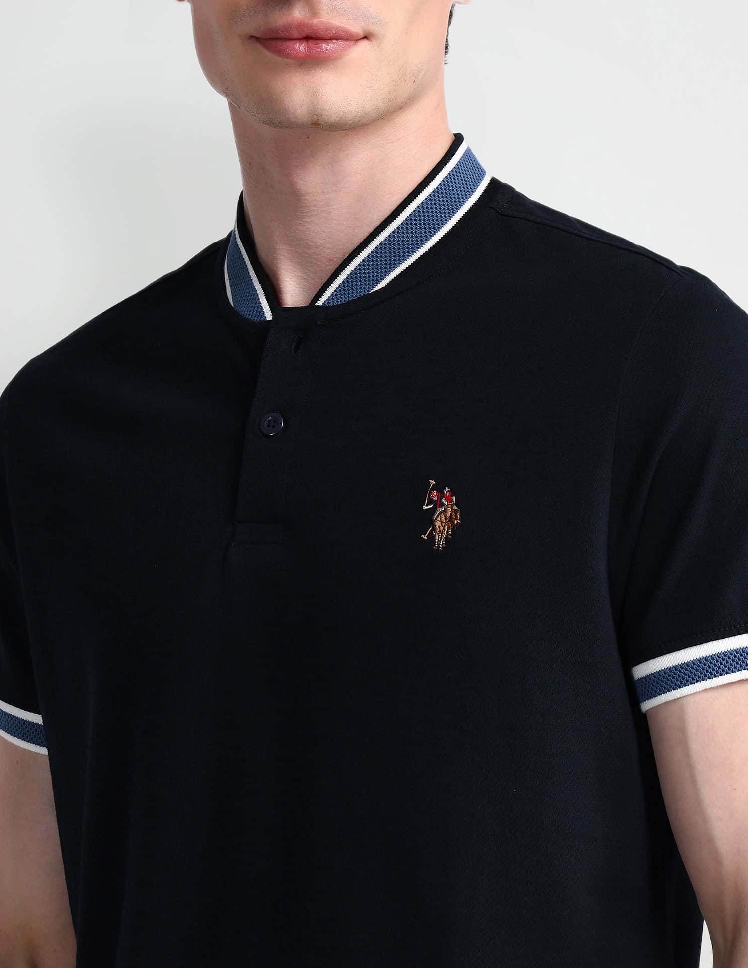 Solid Muscle Fit Polo Shirt Navy - U.S. Polo Assn. India | Large