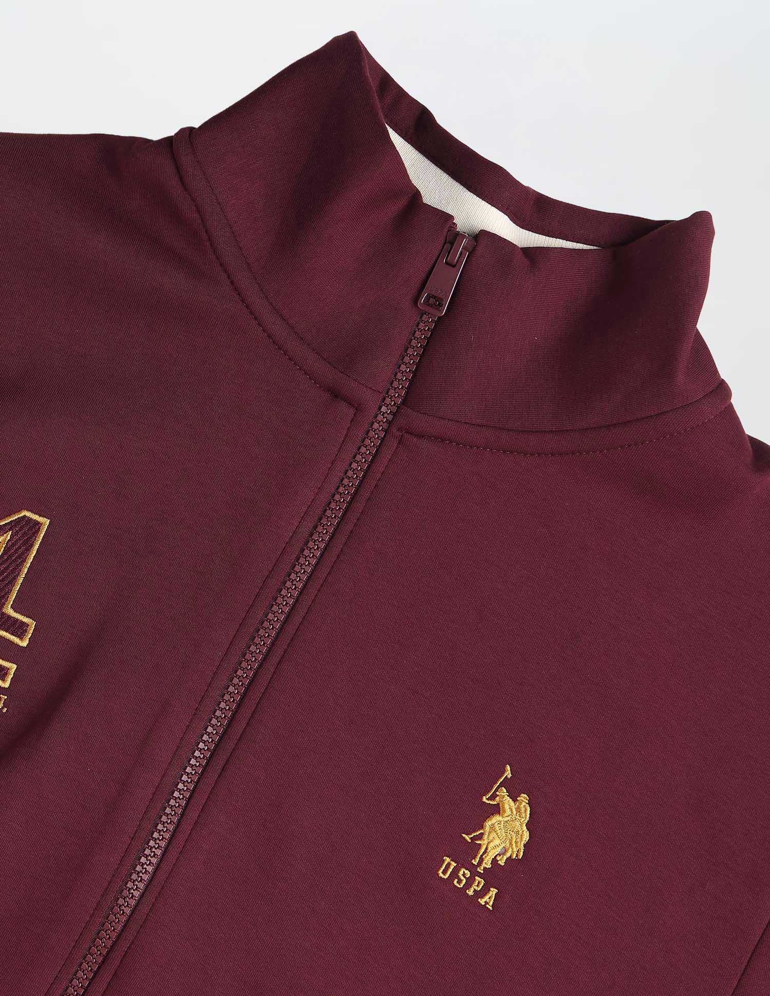 Numeric Brand Embroidered Zipper Sweatshirt Maroon - U.S. POLO ASSN. | Large