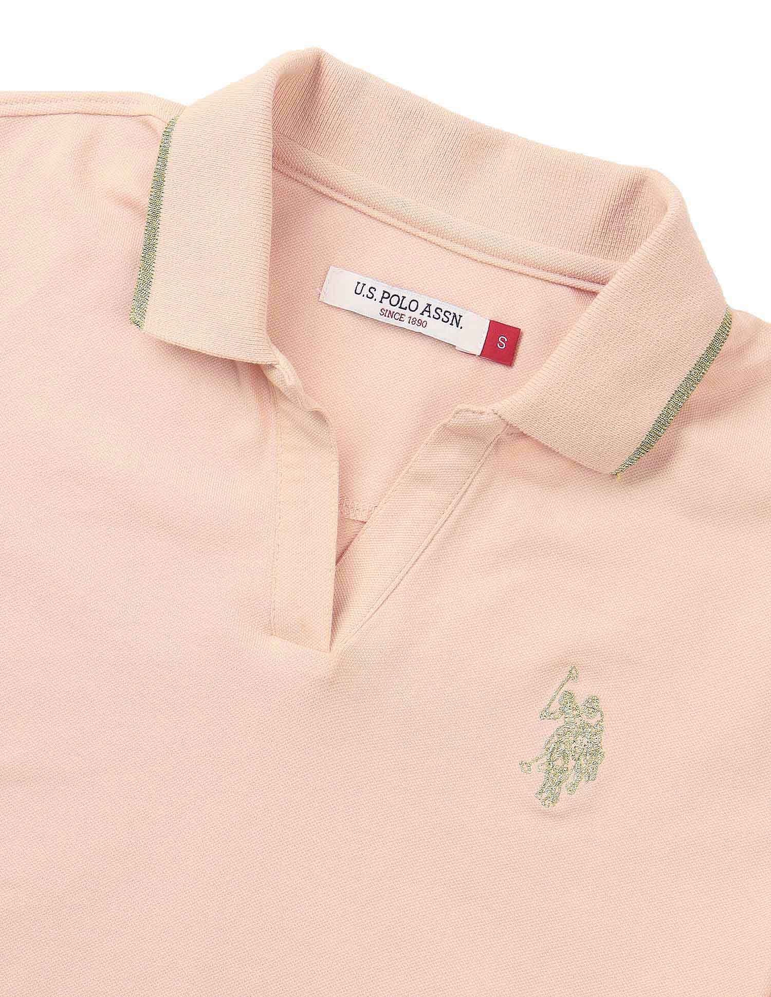 Tipped Collar Regular Fit Polo Shirt Light Pink - U.S. Polo Assn. India | Large