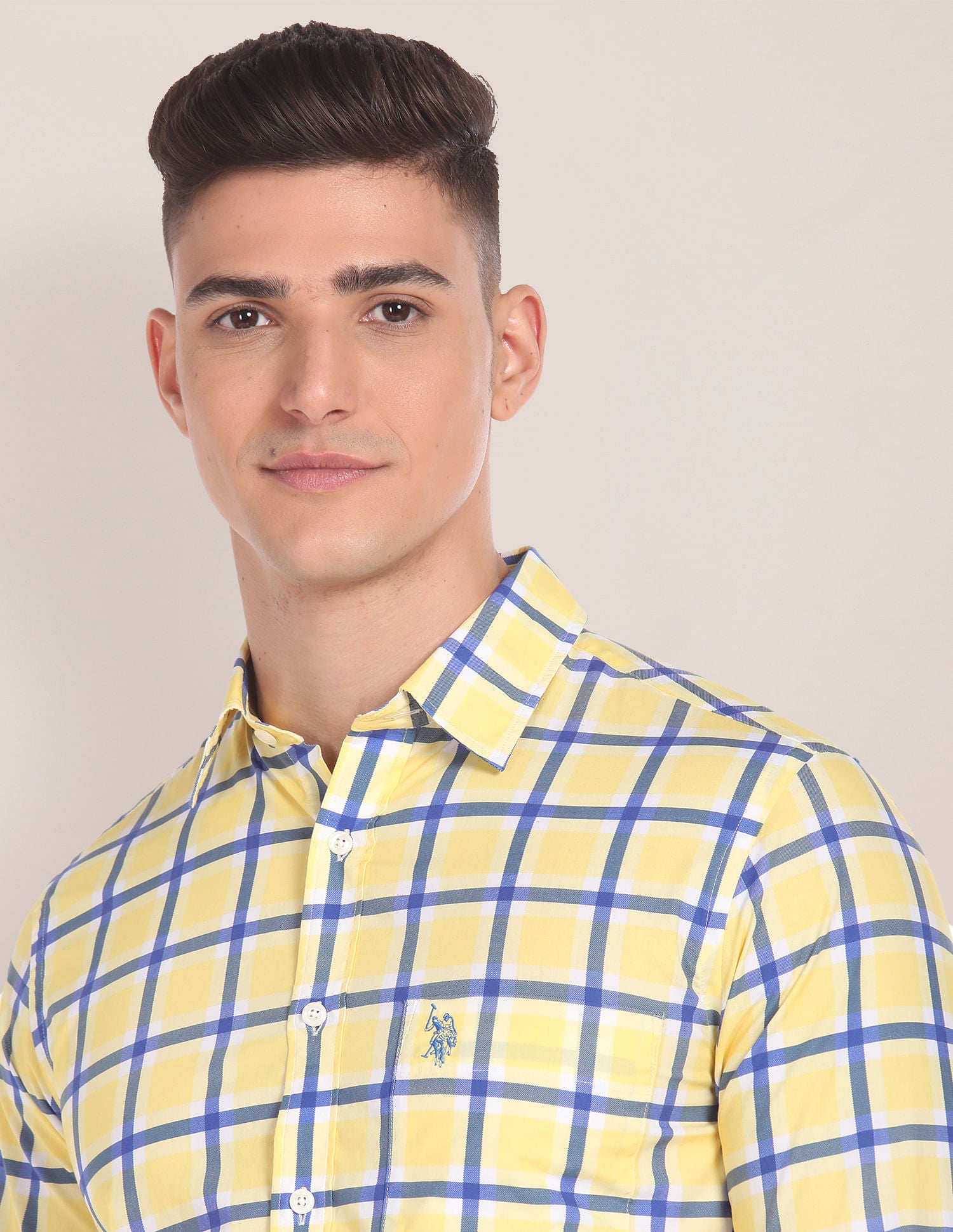 Tartan Check Tailored Regular Fit Shirt Yellow - U.S. Polo Assn. India | Large