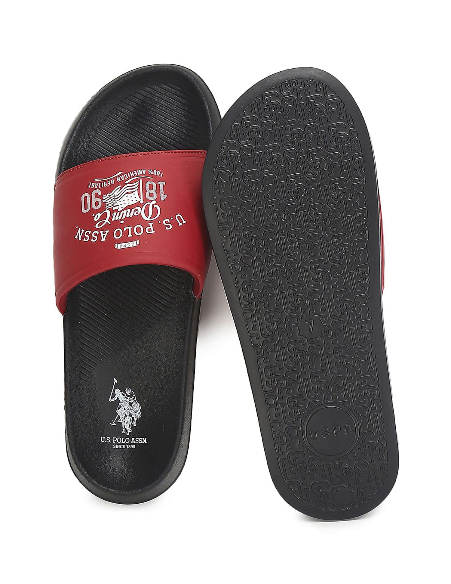 Men Toplin 5.0 Printed Slippers Red - U.S. Polo Assn. India | Large