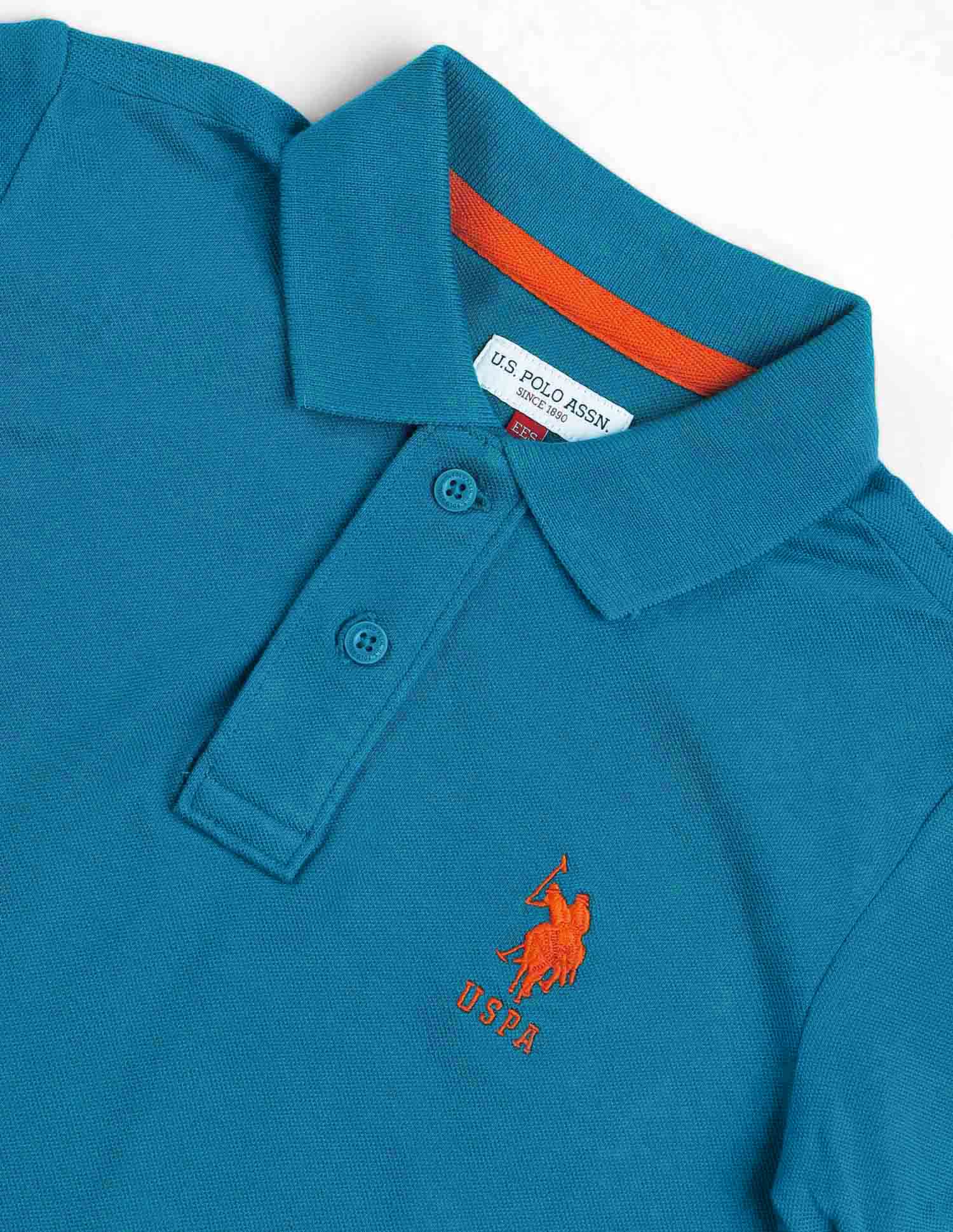 Boys Cotton Pique Polo Shirt Teal - U.S. POLO ASSN. | Large