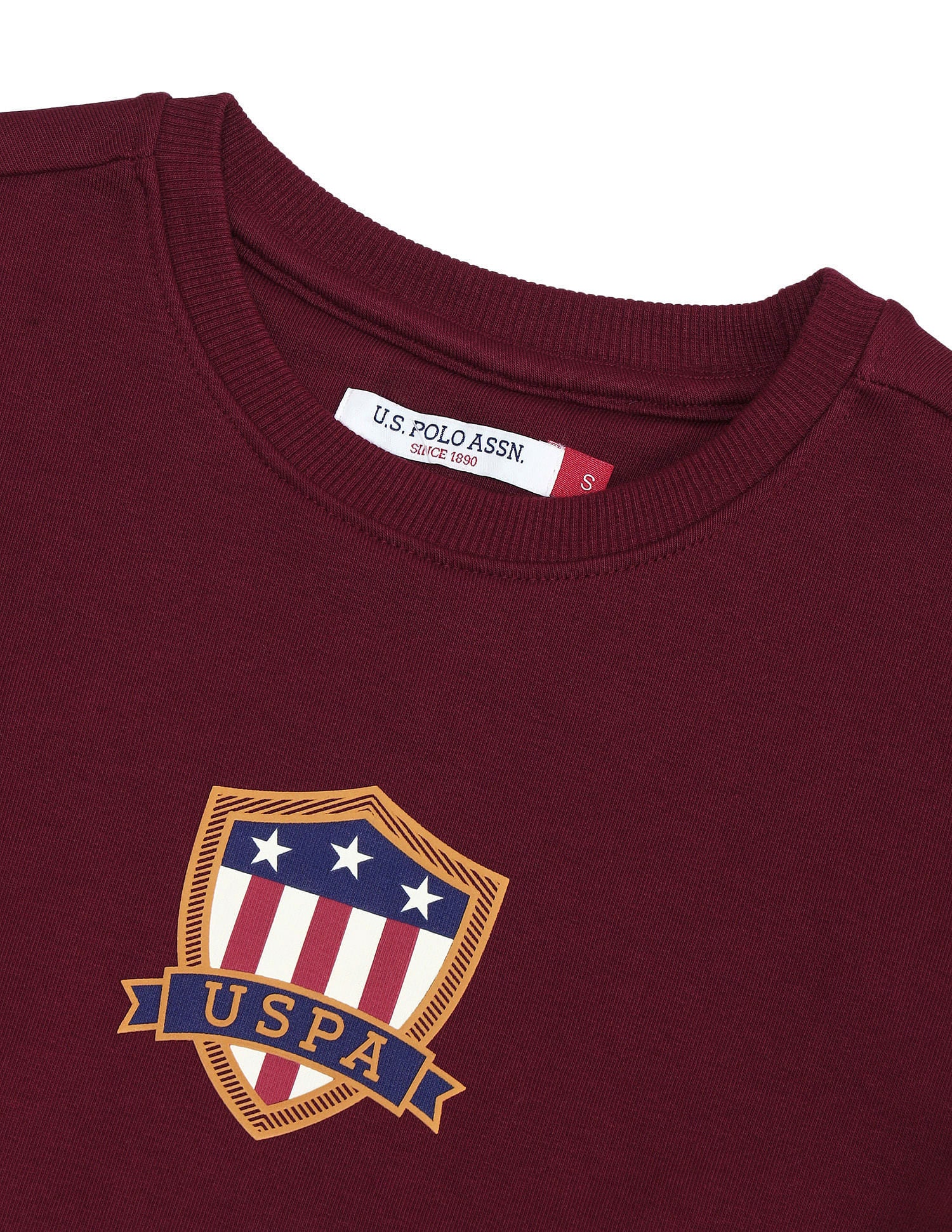 Regular Fit Solid Sweatshirt Maroon - U.S. POLO ASSN. | Large