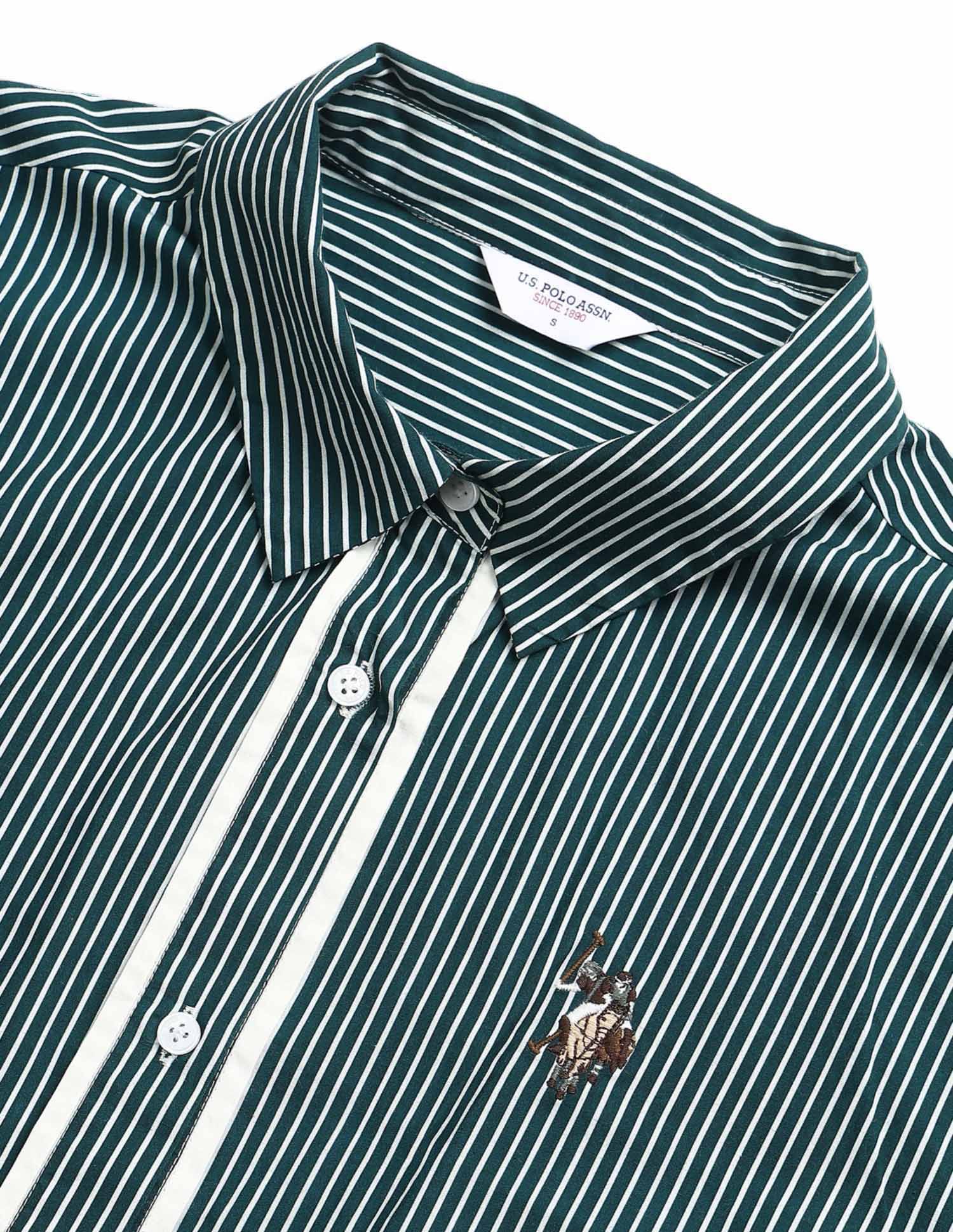 Vertical Striped Regular Fit Shirt Green - U.S. POLO ASSN. | Large