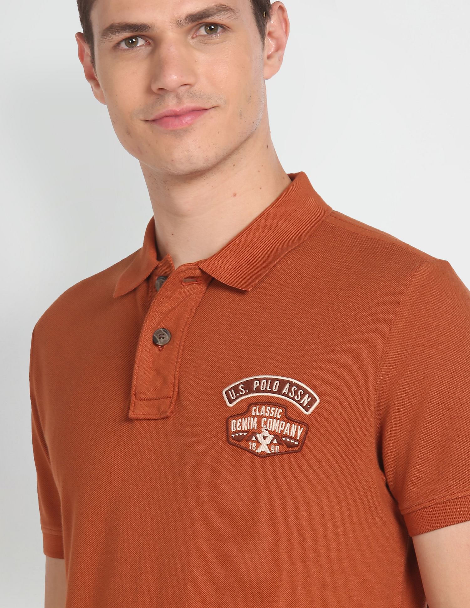 Cotton Solid Polo Shirt Light Brown - U.S. POLO ASSN. | Large