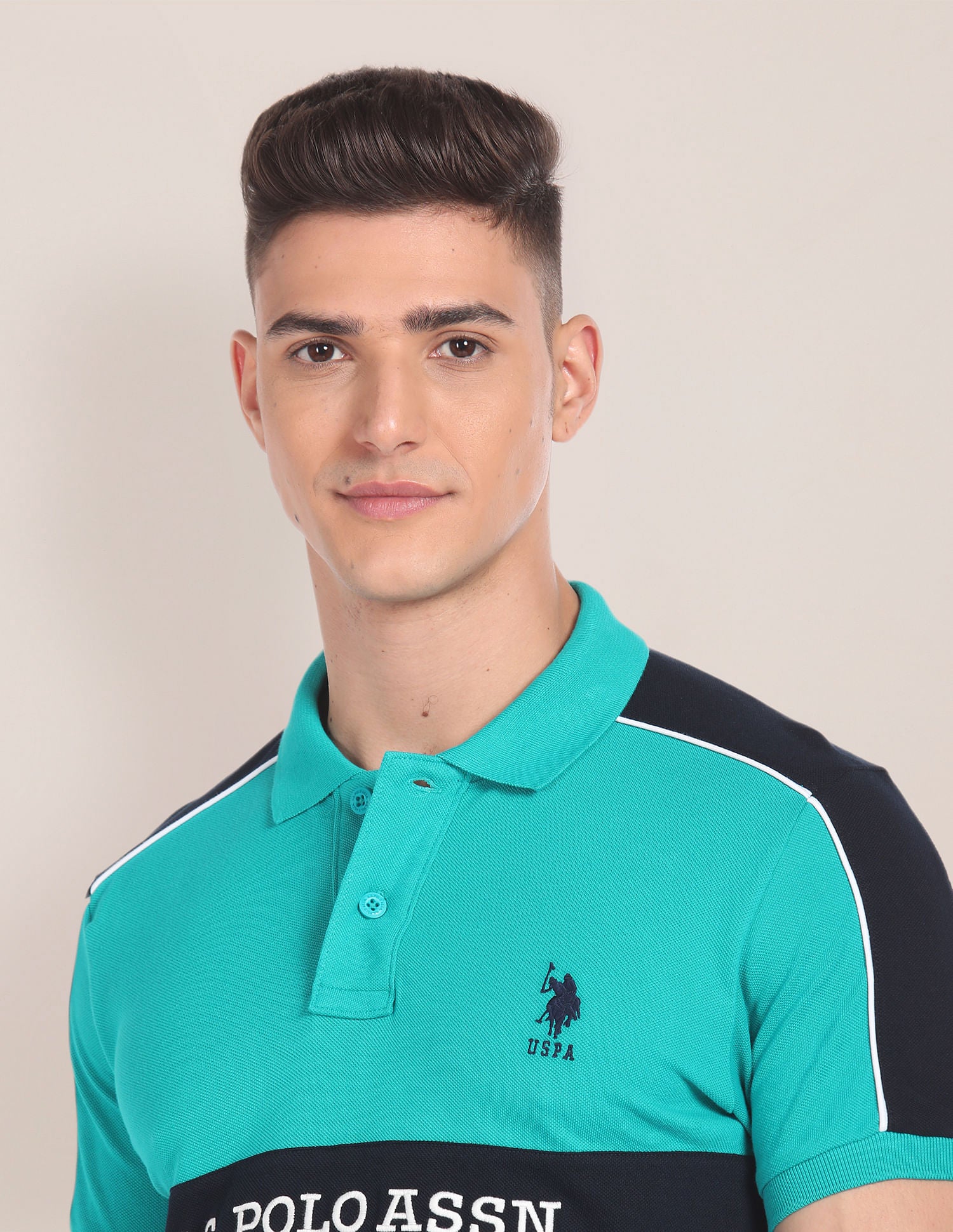 Brand Embroidered Cotton Polo Shirt Teal - U.S. Polo Assn. India | Large