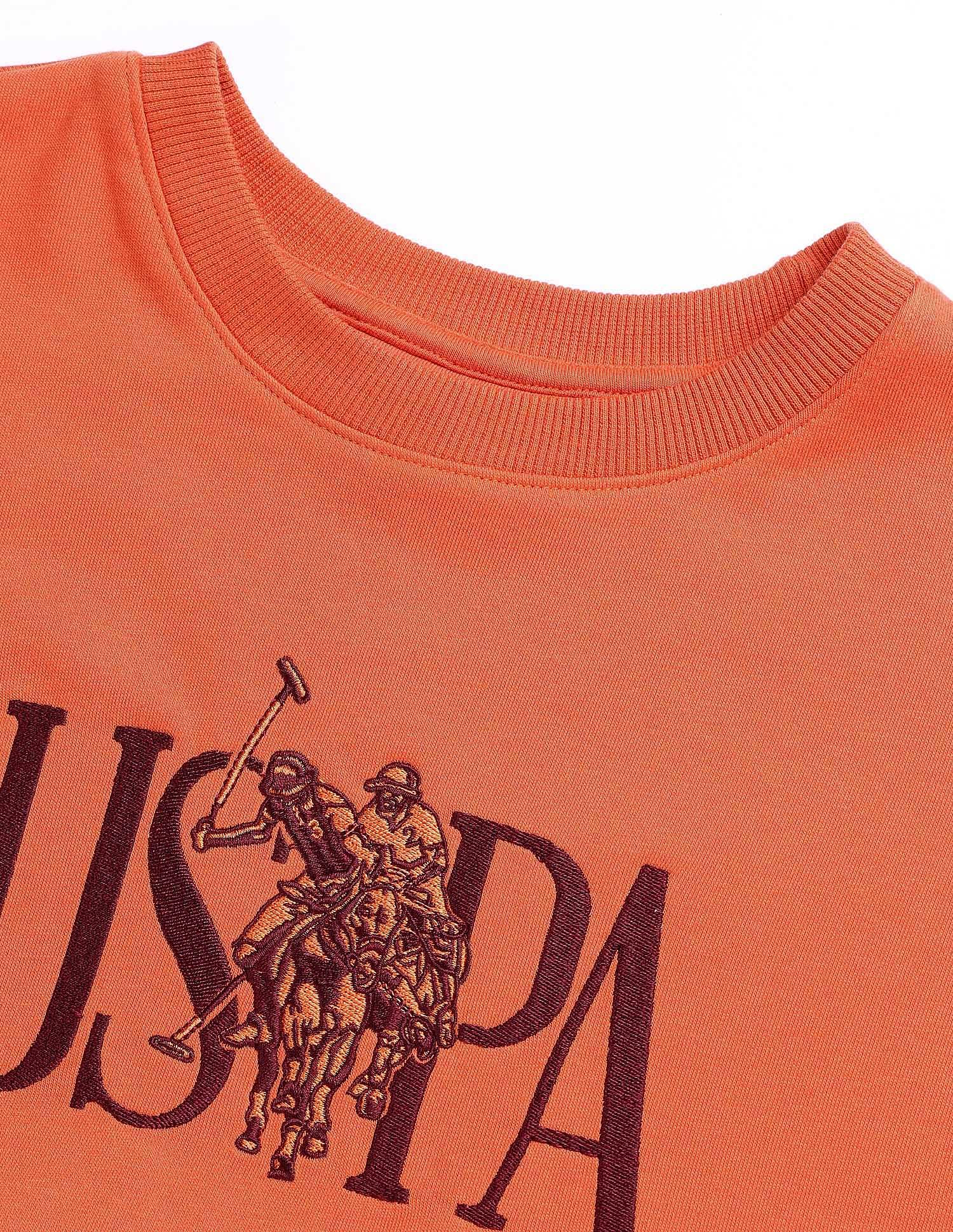 Brand Embroidered Drop Shoulder Sweatshirt Rust - U.S. POLO ASSN. | Large
