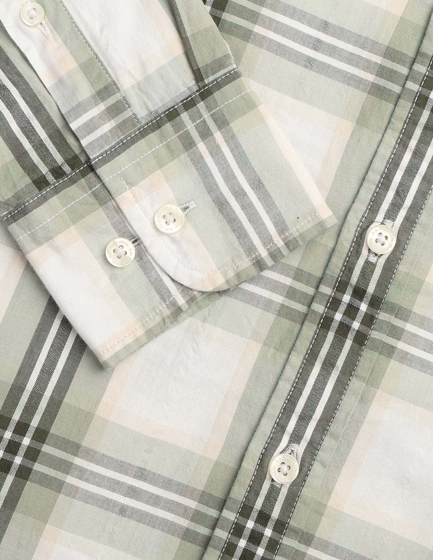 Tartan Checked Seersucker Shirt Light Olive - U.S. Polo Assn. India | Large
