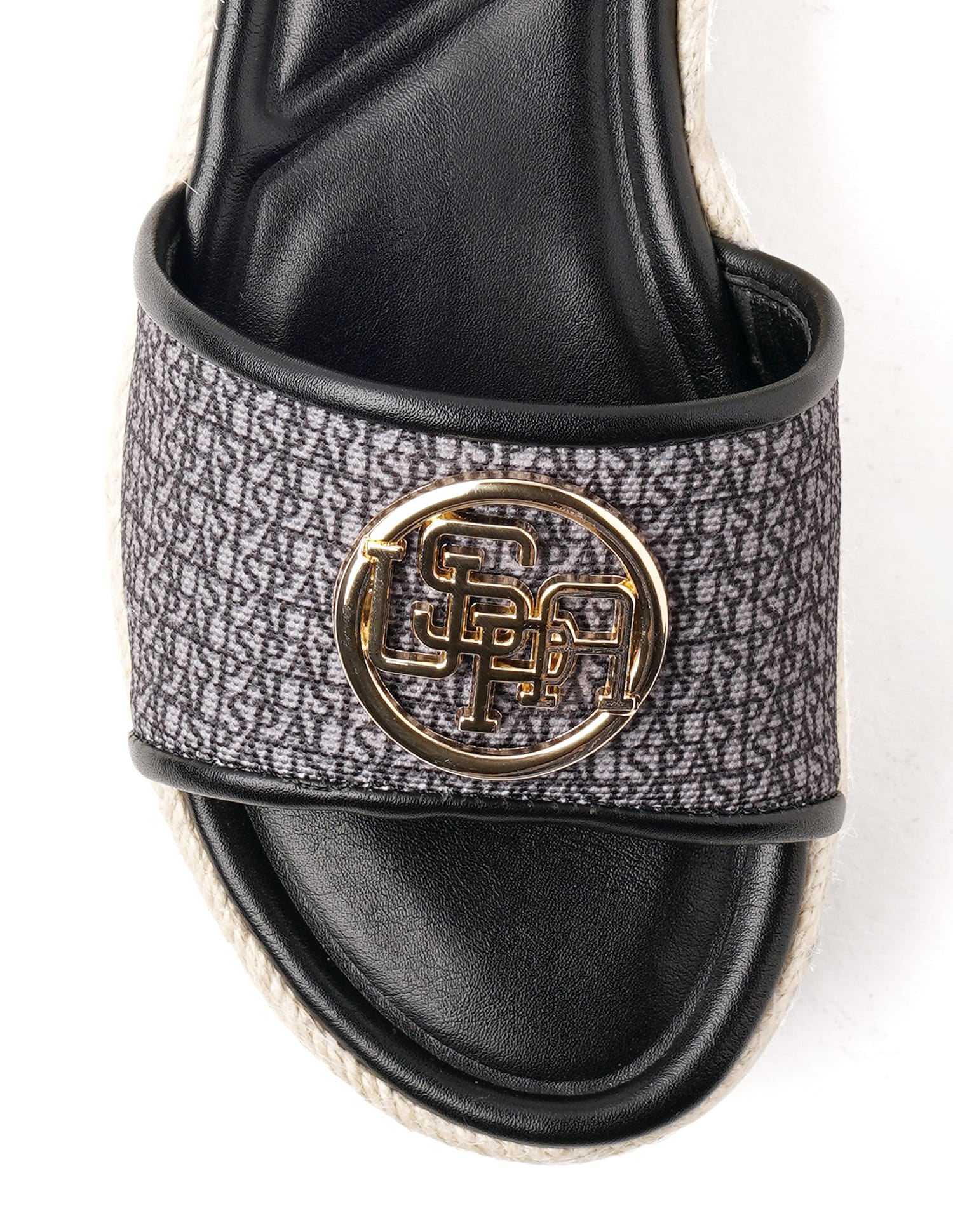 Monogram Vamp Strap Cristina Sandals Black - U.S. Polo Assn. India | Large