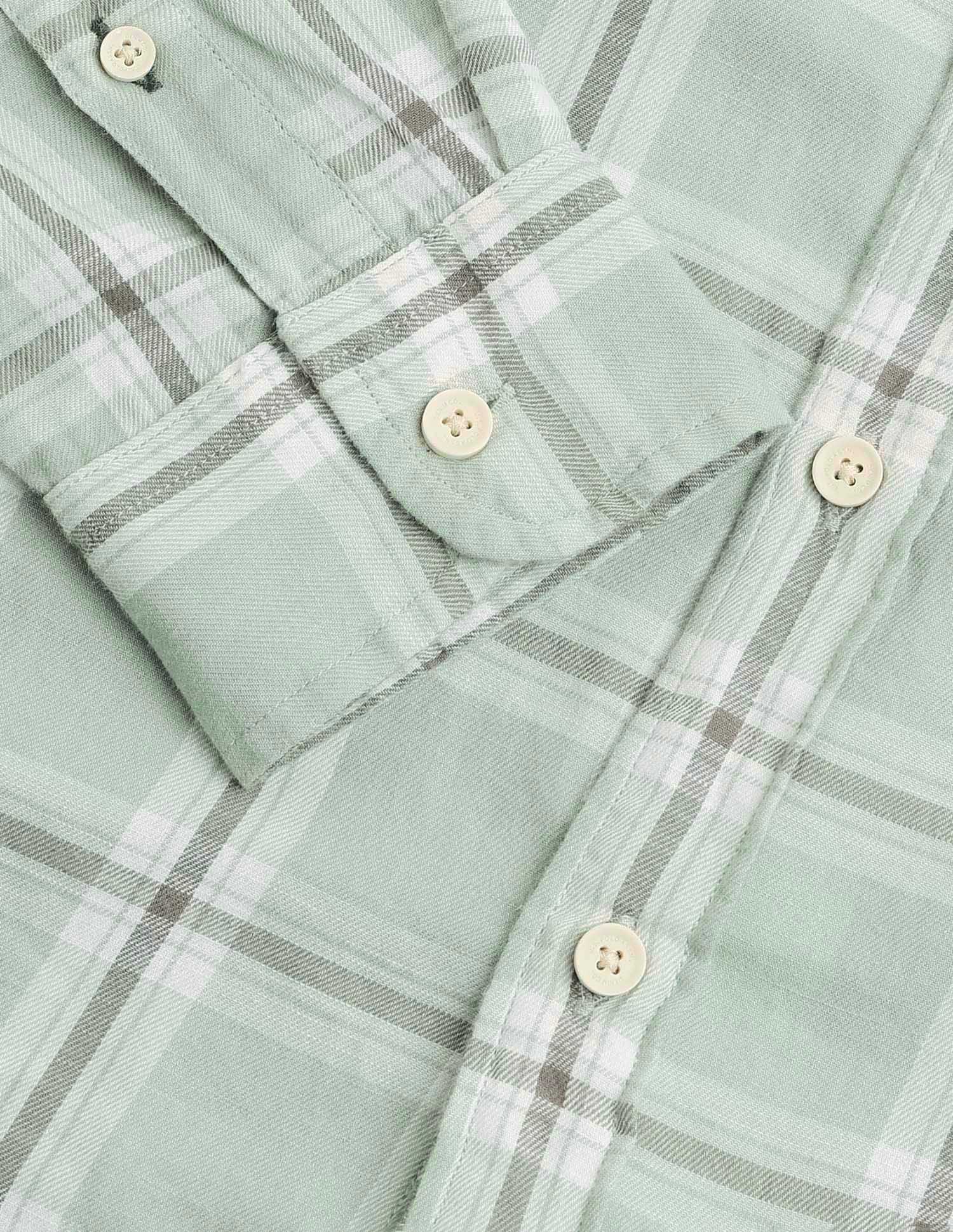 Tartan Checked Pure Cotton Shirt Light Green - U.S. Polo Assn. India | Large