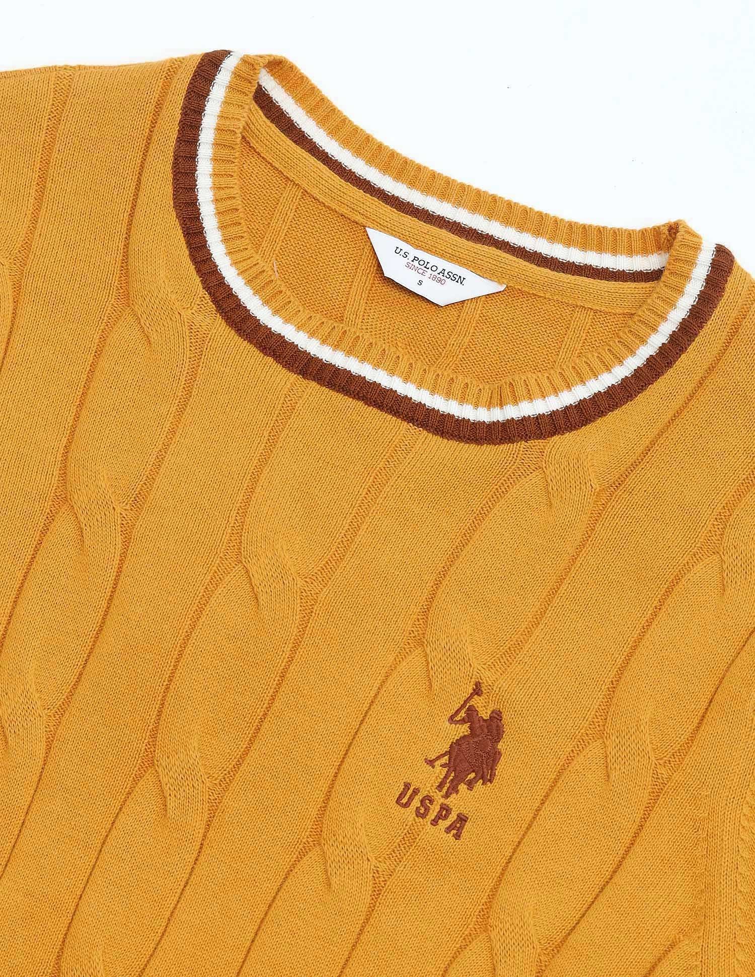 Regular Fit Cable Knit Sweater Tan - U.S. POLO ASSN. | Large