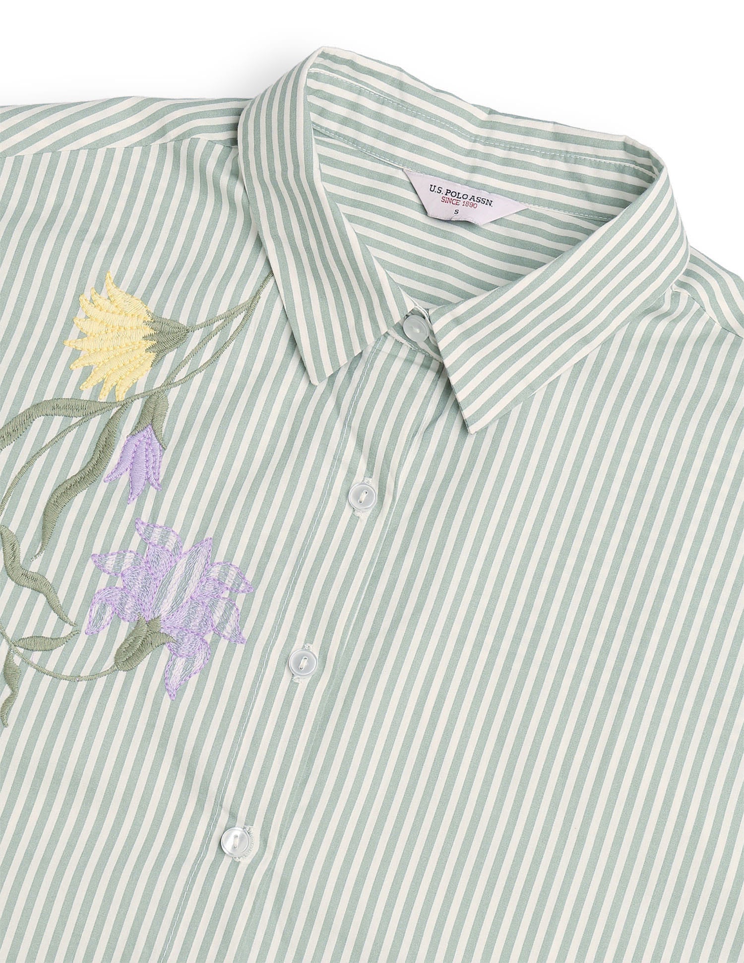 Relaxed Striped Shirt With Embroidery Green - U.S. Polo Assn. India | Large