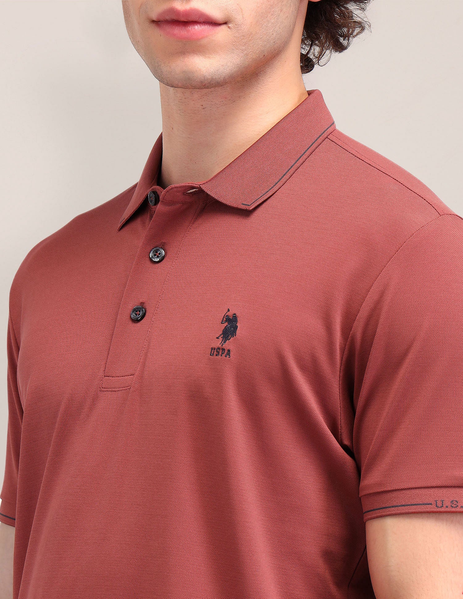 Solid Slim Fit Polo Shirt Rust Red - U.S. Polo Assn. India | Large