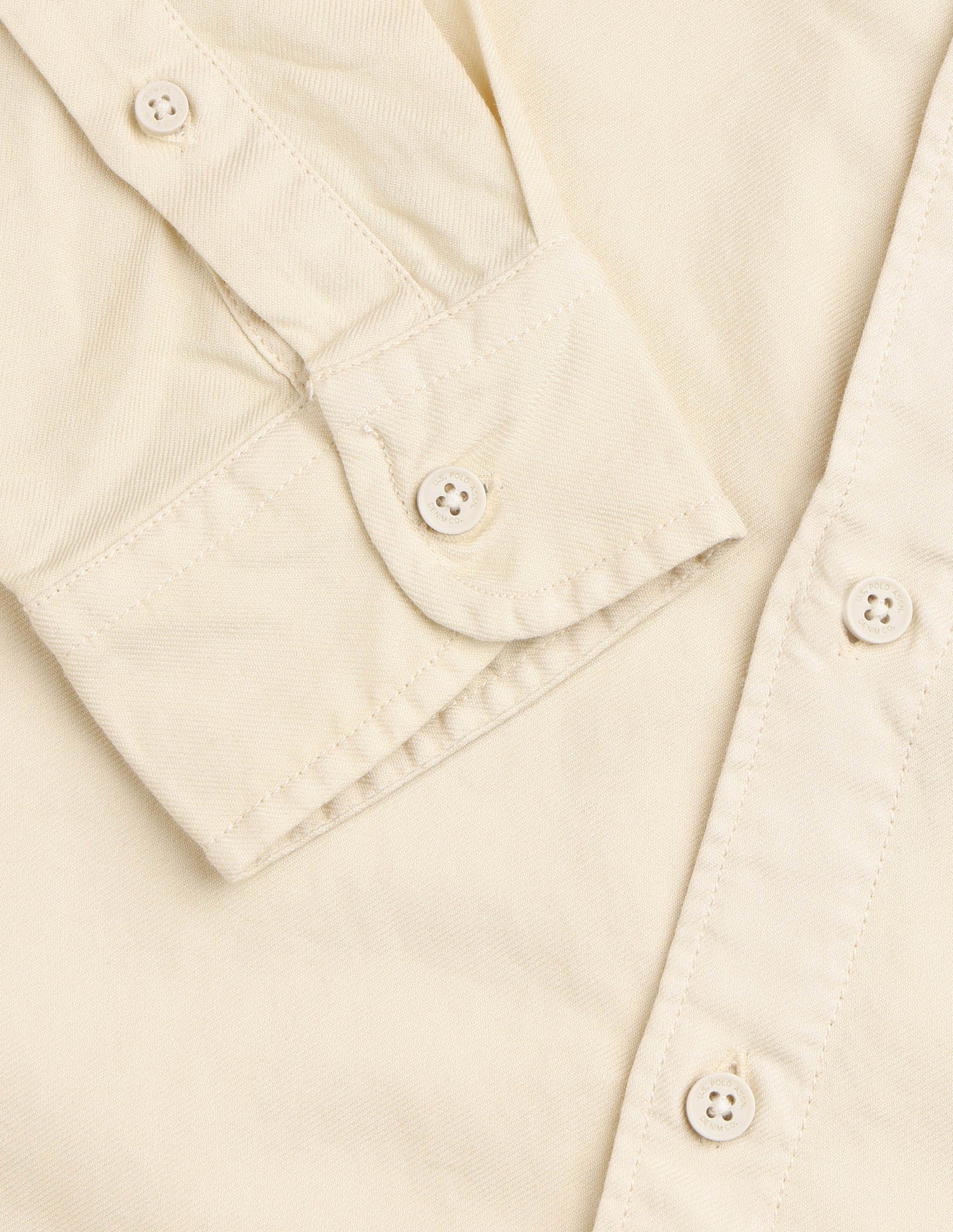 Twill Pure Cotton Mandarin Shirt Ivory - U.S. POLO ASSN. | Large