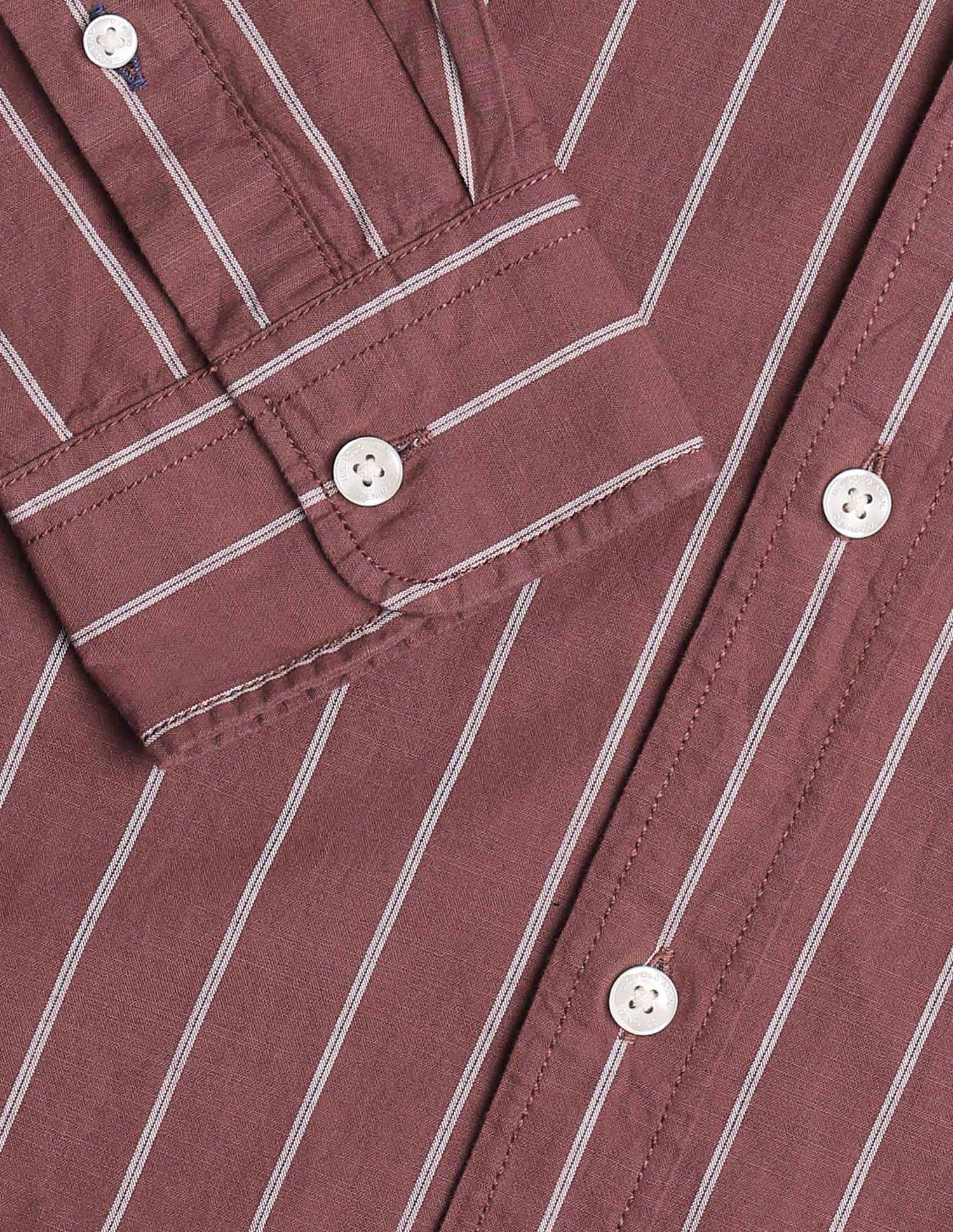 Vertical Striped Regular Fit Shirt Rust - U.S. Polo Assn. India | Large