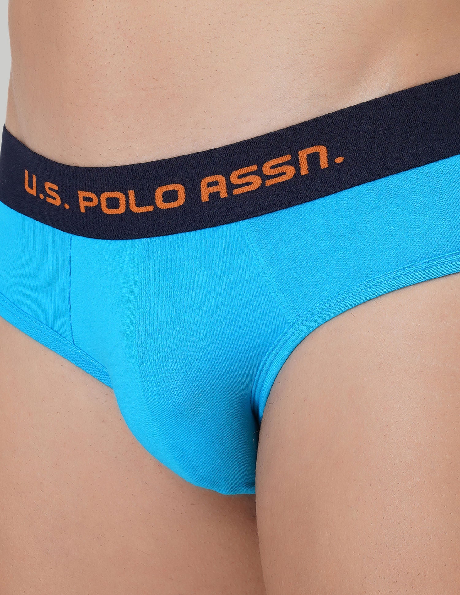 Brushed Elastic Cotton Stretch IYAJ Briefs - Pack Of 2 Blue and White - U.S. POLO ASSN. | Large