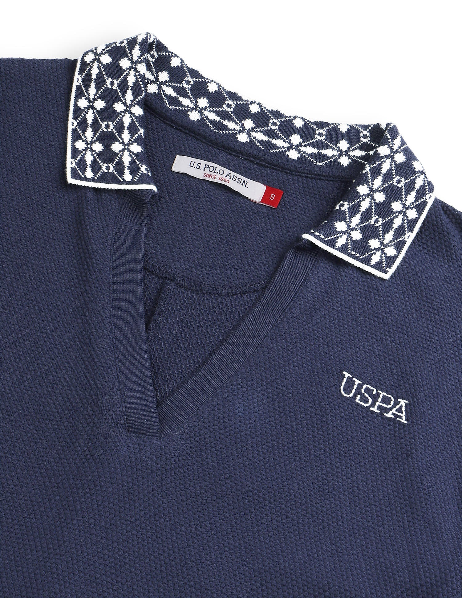 Textured Midi Polo Dress Navy - U.S. Polo Assn. India | Large