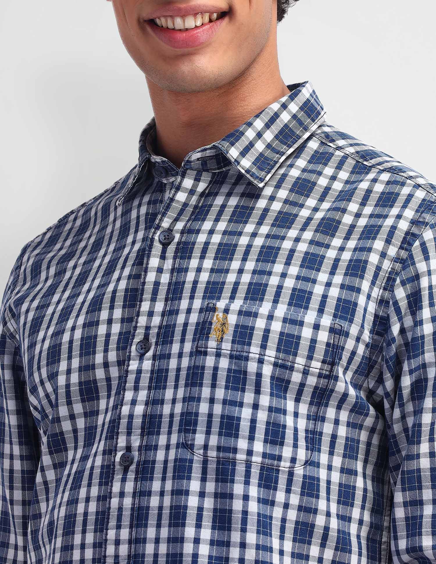 Slim Fit Tartan Checked Shirt Indigo - U.S. Polo Assn. India | Large