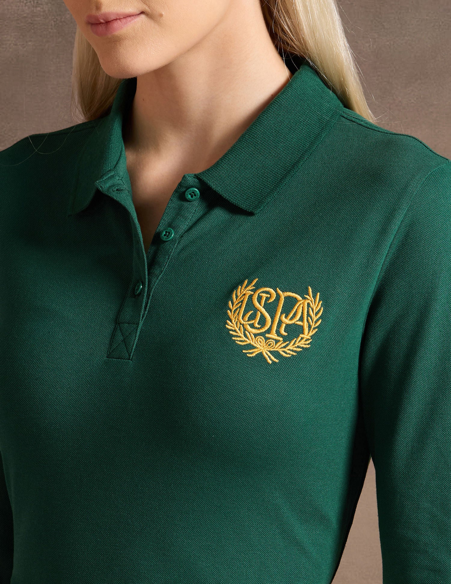 Crest Logo Long Sleeve Polo Shirt Dark Green - U.S. POLO ASSN. | Large