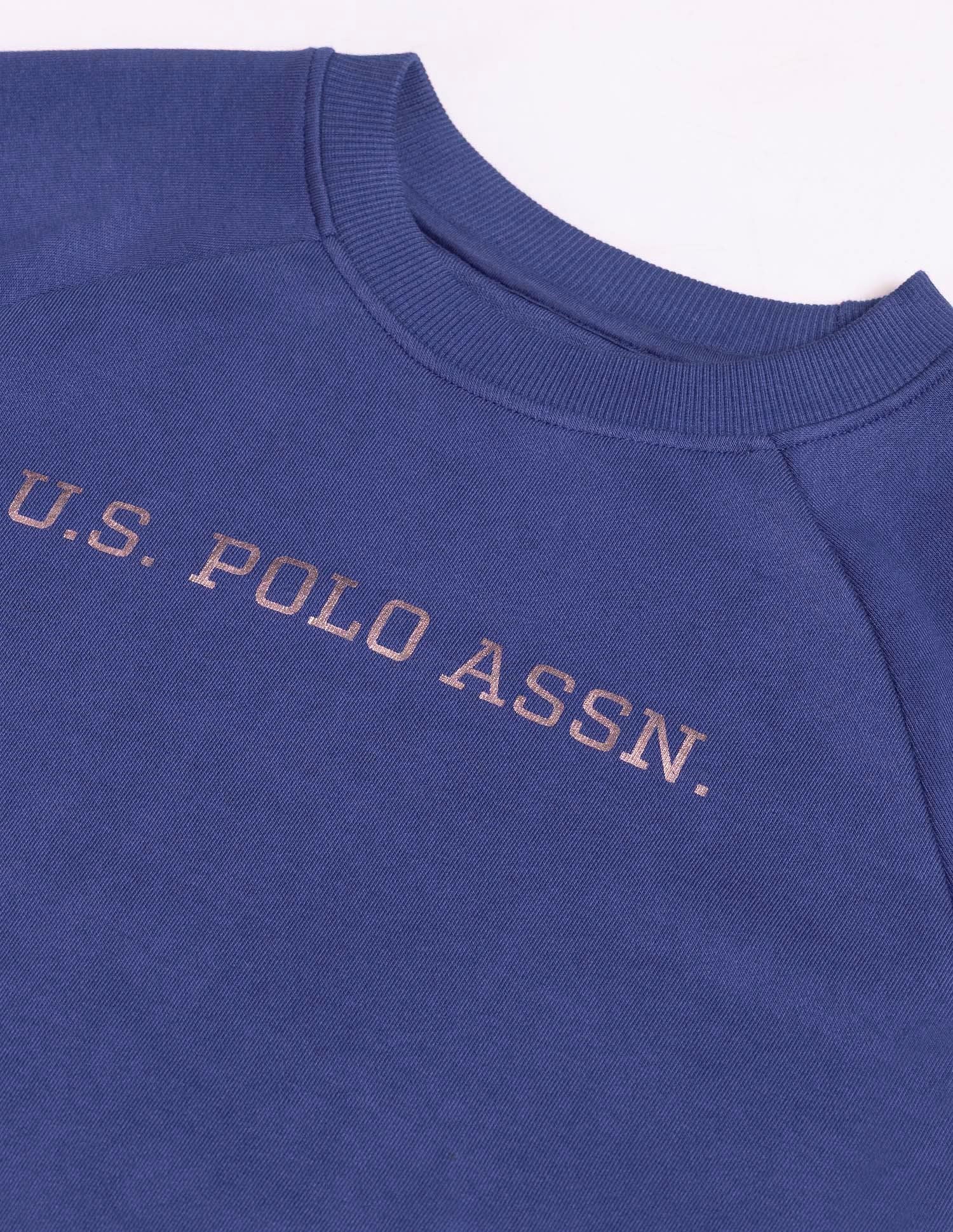 Foil Print Logo Sweatshirt Blue - U.S. POLO ASSN. | Large