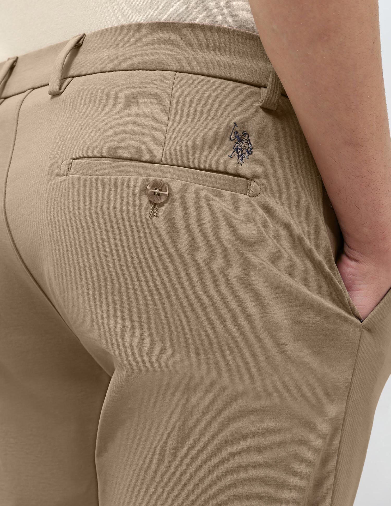 Satin Slim Fit Trousers Khaki - U.S. Polo Assn. India | Large