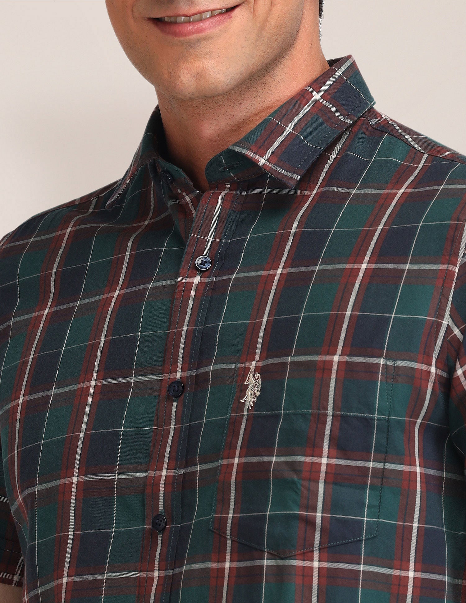 Tailored Fit Twill Shirt Dark Green - U.S. Polo Assn. India | Large