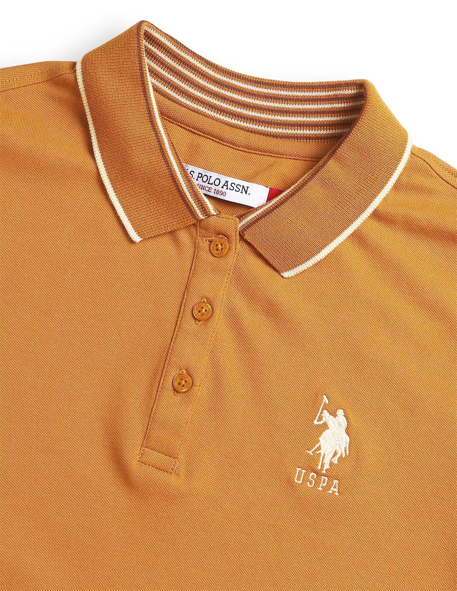 Solid Regular Fit Polo Shirt Orange - U.S. Polo Assn. India | Large