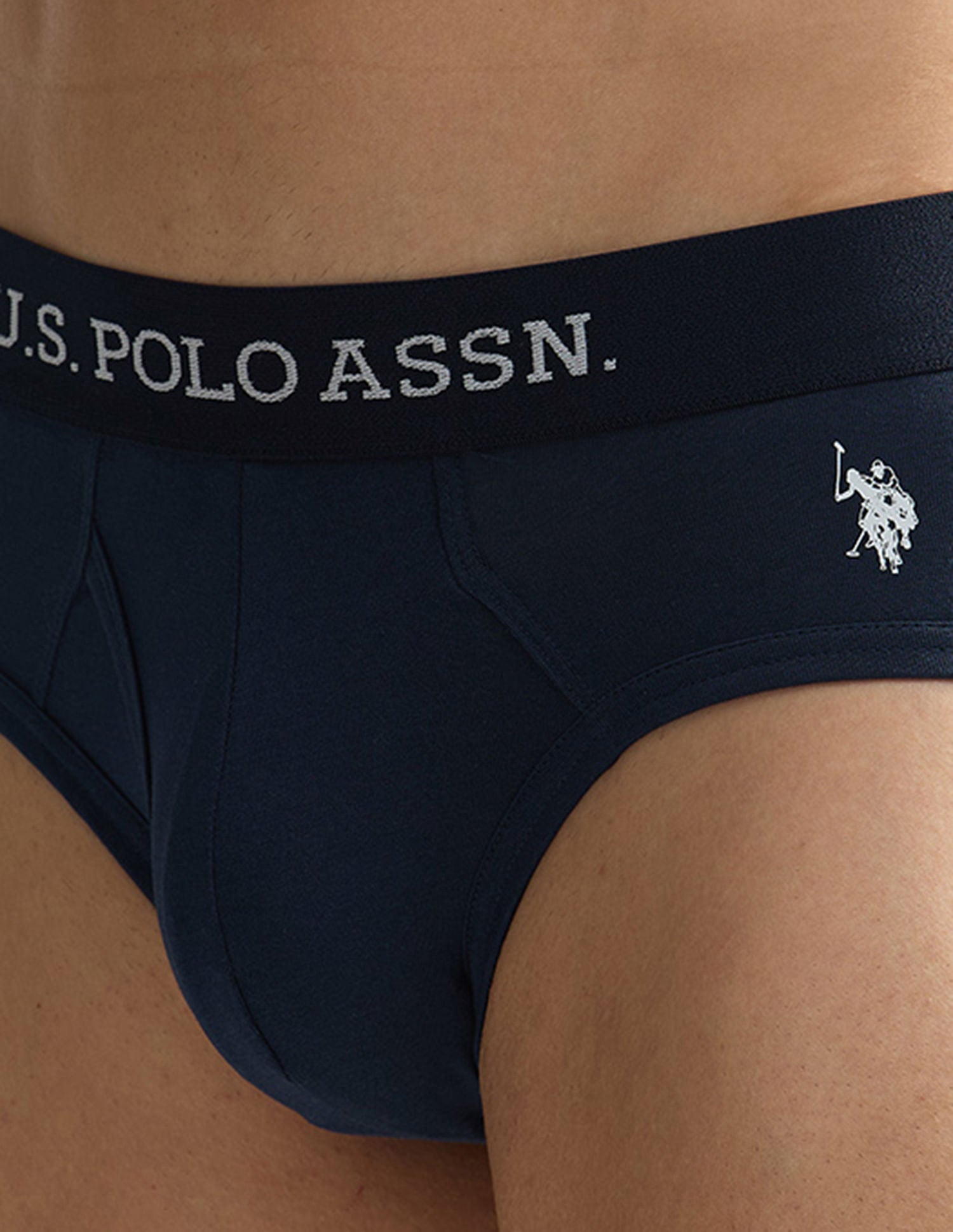 Elasticized Waist OEB11 Briefs - Pack Of 2 Grey Melange and Navy - U.S. POLO ASSN. | Large