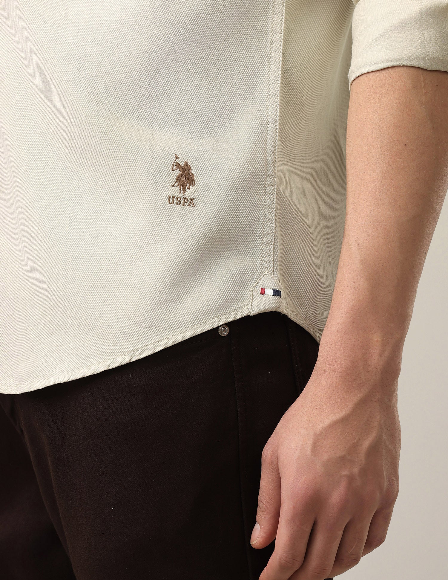 Solid Regular Fit Shirt Ecru - U.S. Polo Assn. India | Large