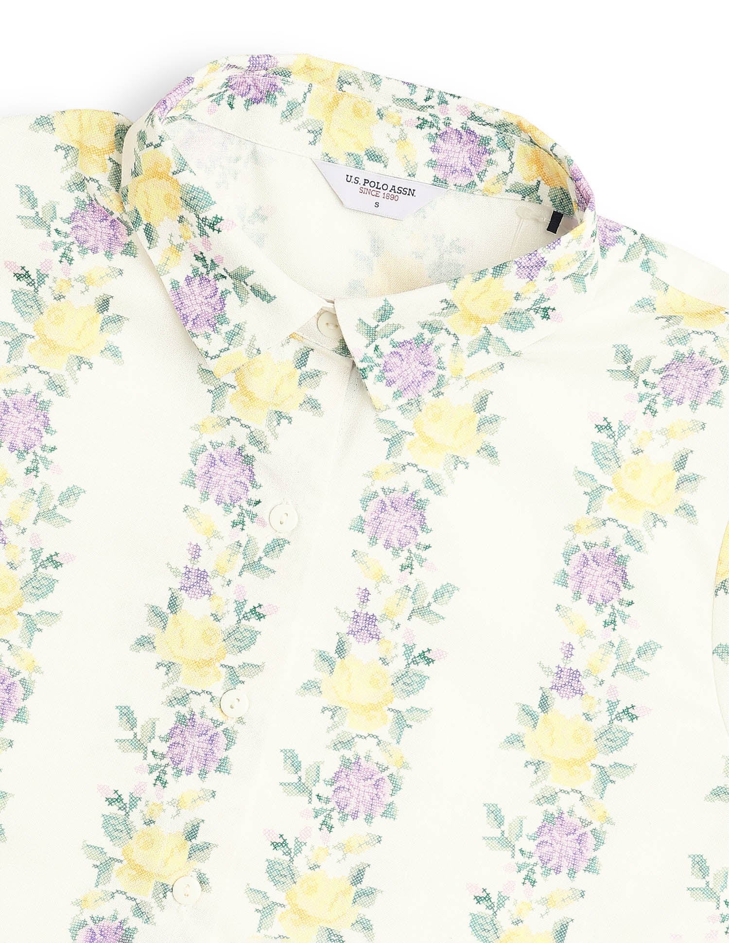 Floral Printed Regular Fit Shirt Off White - U.S. Polo Assn. India | Large