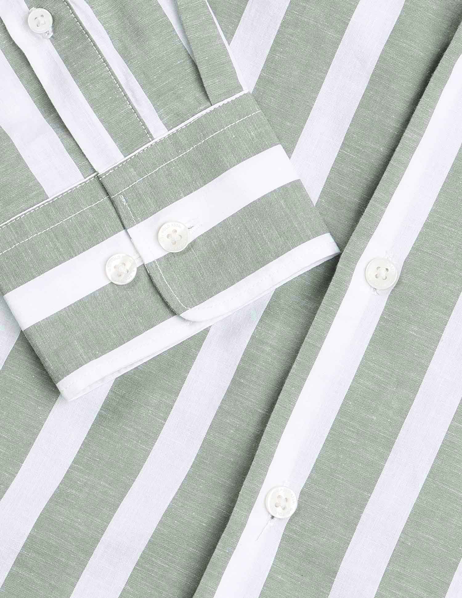 Vertical Striped Pure Cotton Shirt Green - U.S. Polo Assn. India | Large