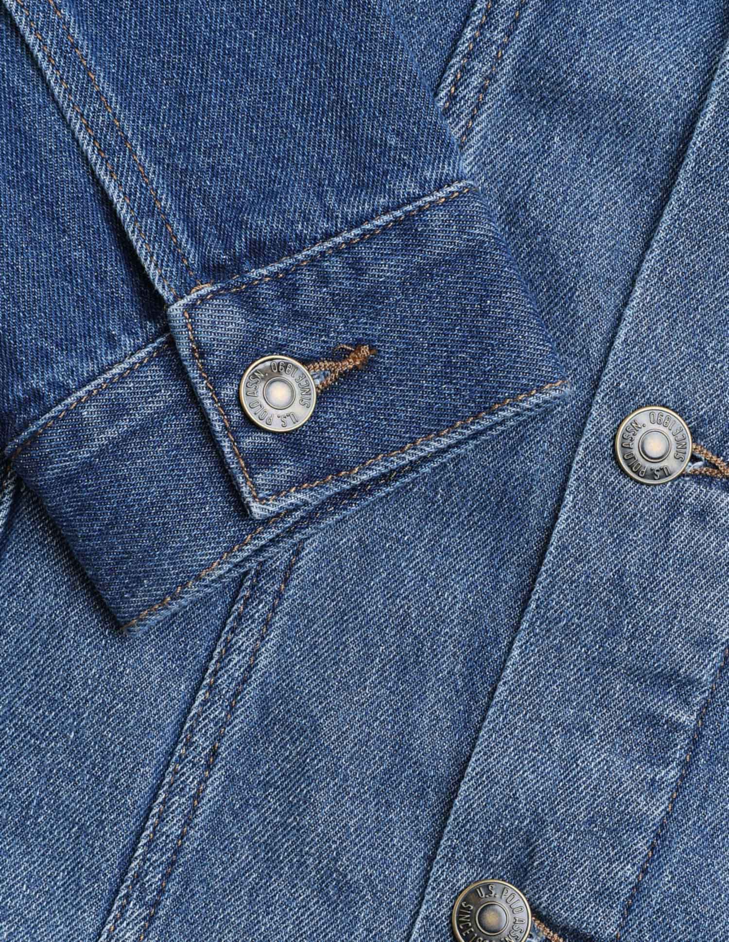 Pure Cotton Regular Fit Denim Jacket Mid Wash - U.S. Polo Assn. India | Large
