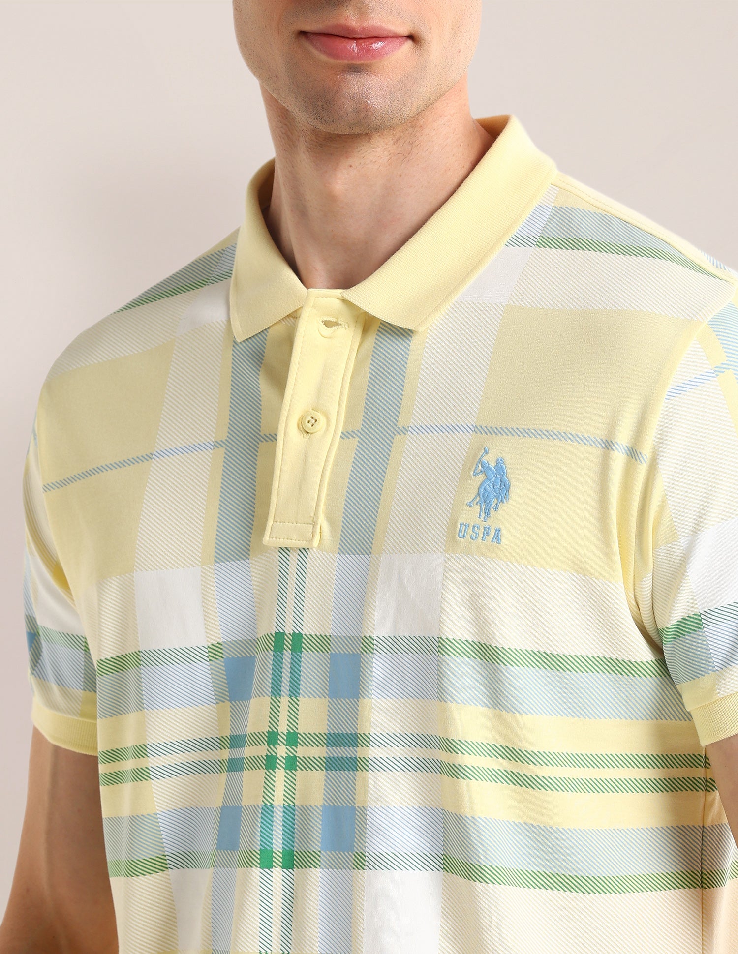 Checked Slim Fit Polo Shirt Yellow - U.S. Polo Assn. India | Large