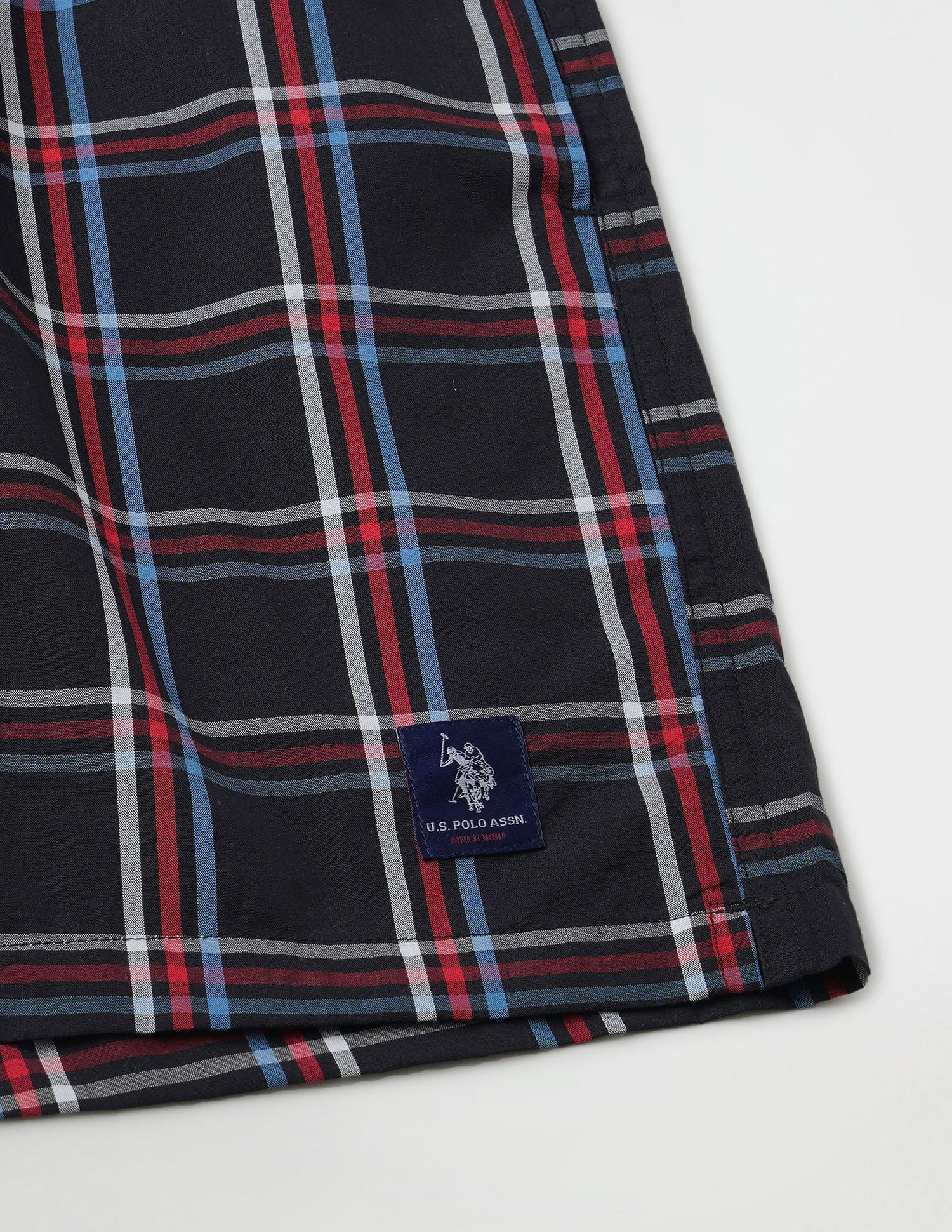 Checkered Cotton Twill EX002 Boxers - Pack Of 1 Black, Red and White - U.S. POLO ASSN. | Large