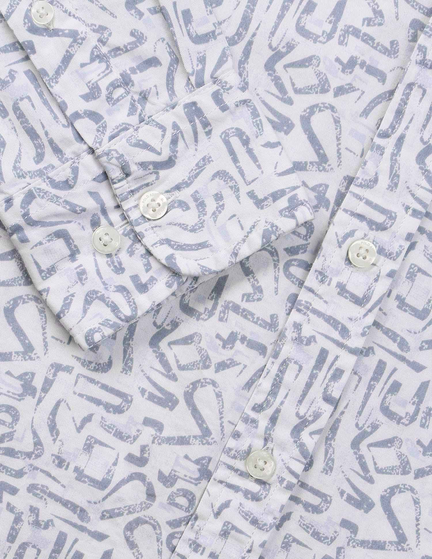 Abstract Printed Pure Cotton Shirt Light Blue - U.S. Polo Assn. India | Large