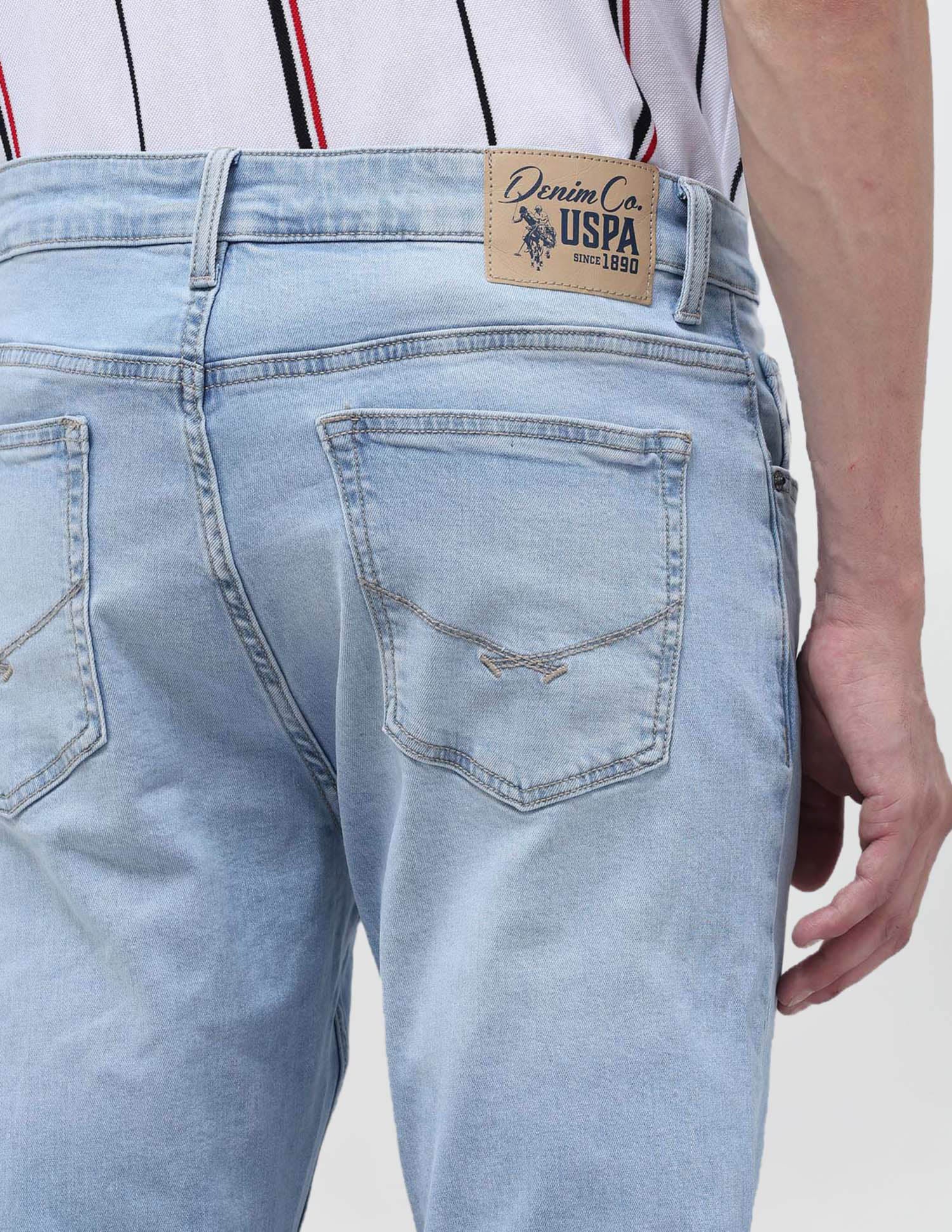 Cole Comfort Cropped Fit Blue Jeans Light Indigo - U.S. POLO ASSN. | Large