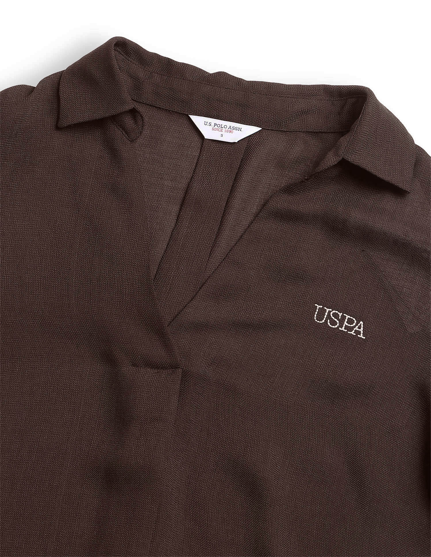 Textured Knotch Collar Top Brown - U.S. Polo Assn. India | Large