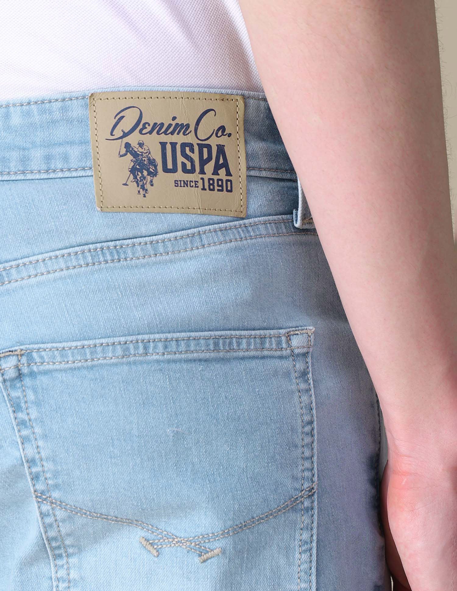 Comfort Cropped Fit Blue Jeans Light Indigo - U.S. POLO ASSN. | Large