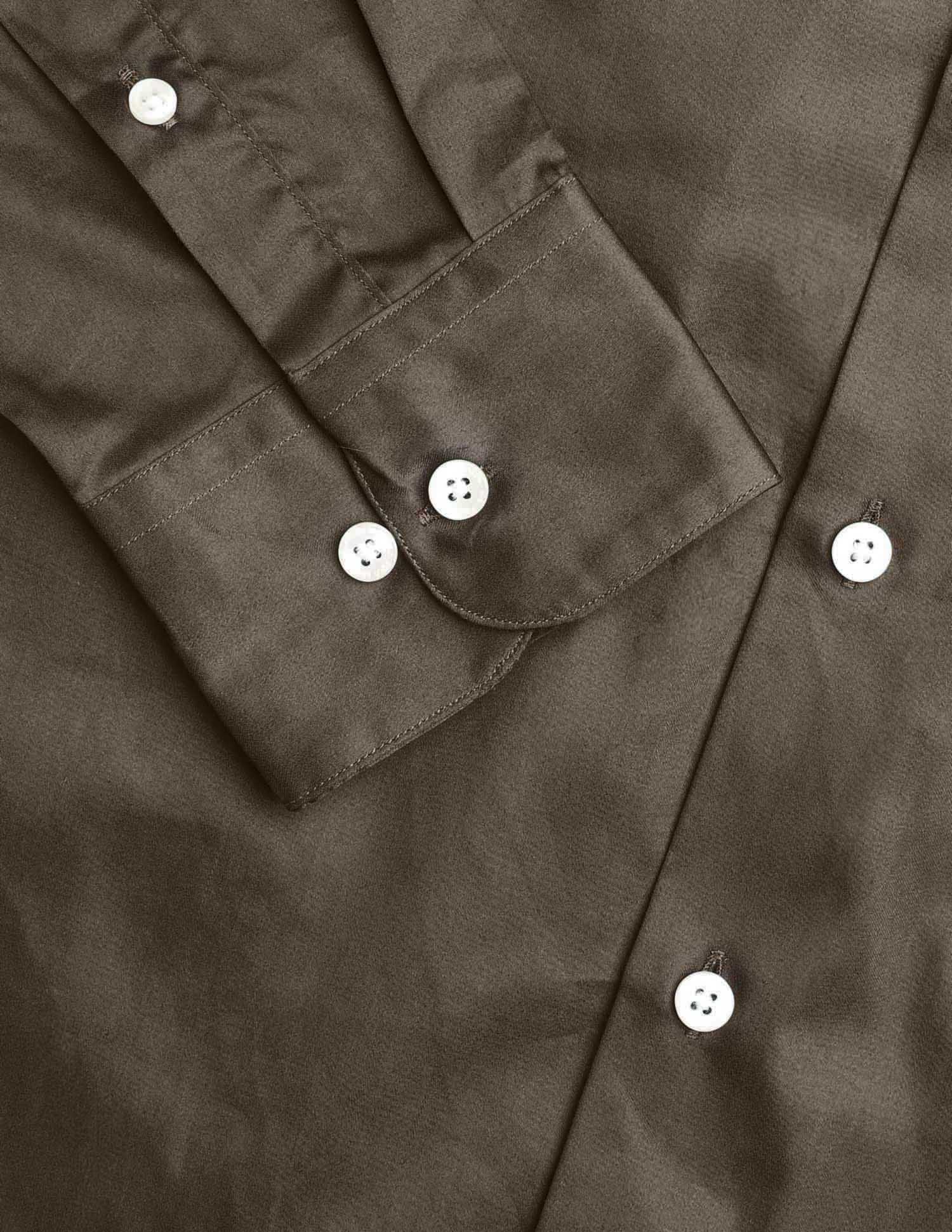Tailored Fit Satin Pure Cotton Shirt Brown - U.S. Polo Assn. India | Large