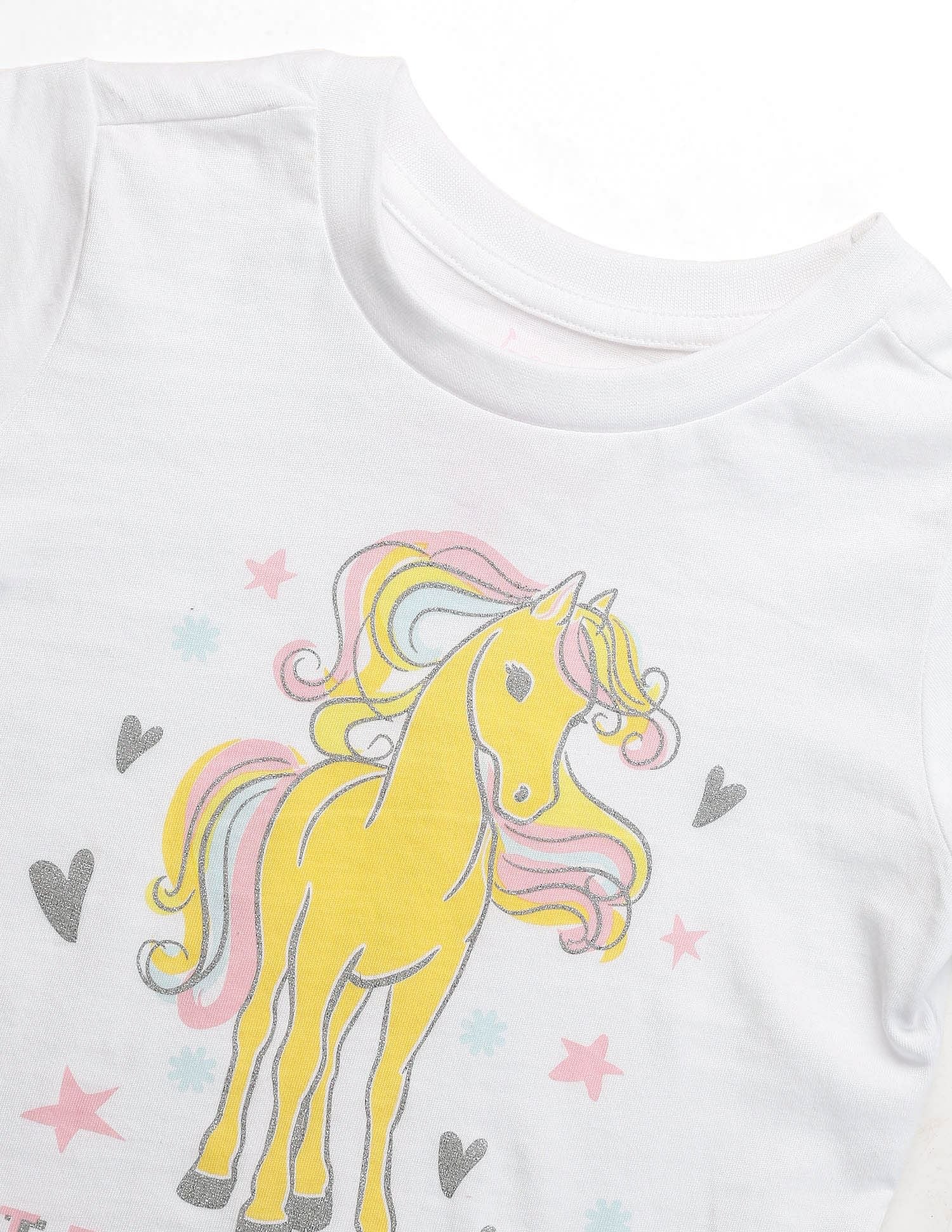 Girls Unicorn Graphic T-Shirt White - U.S. POLO ASSN. | Large