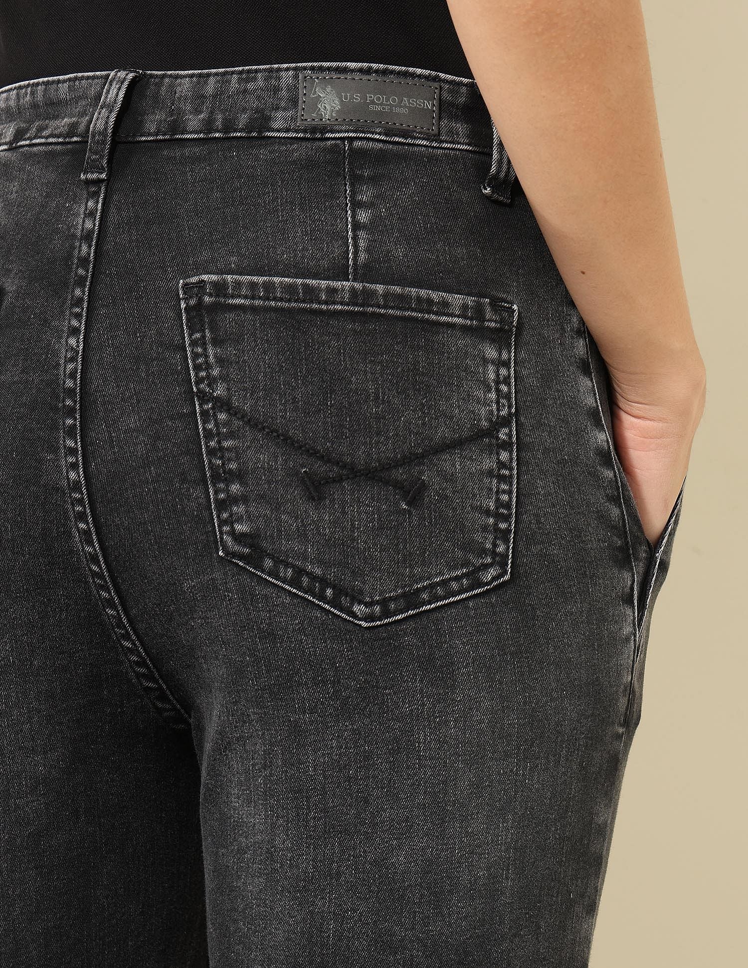 High Rise Mom Fit Jeans Charcoal - U.S. POLO ASSN. | Large