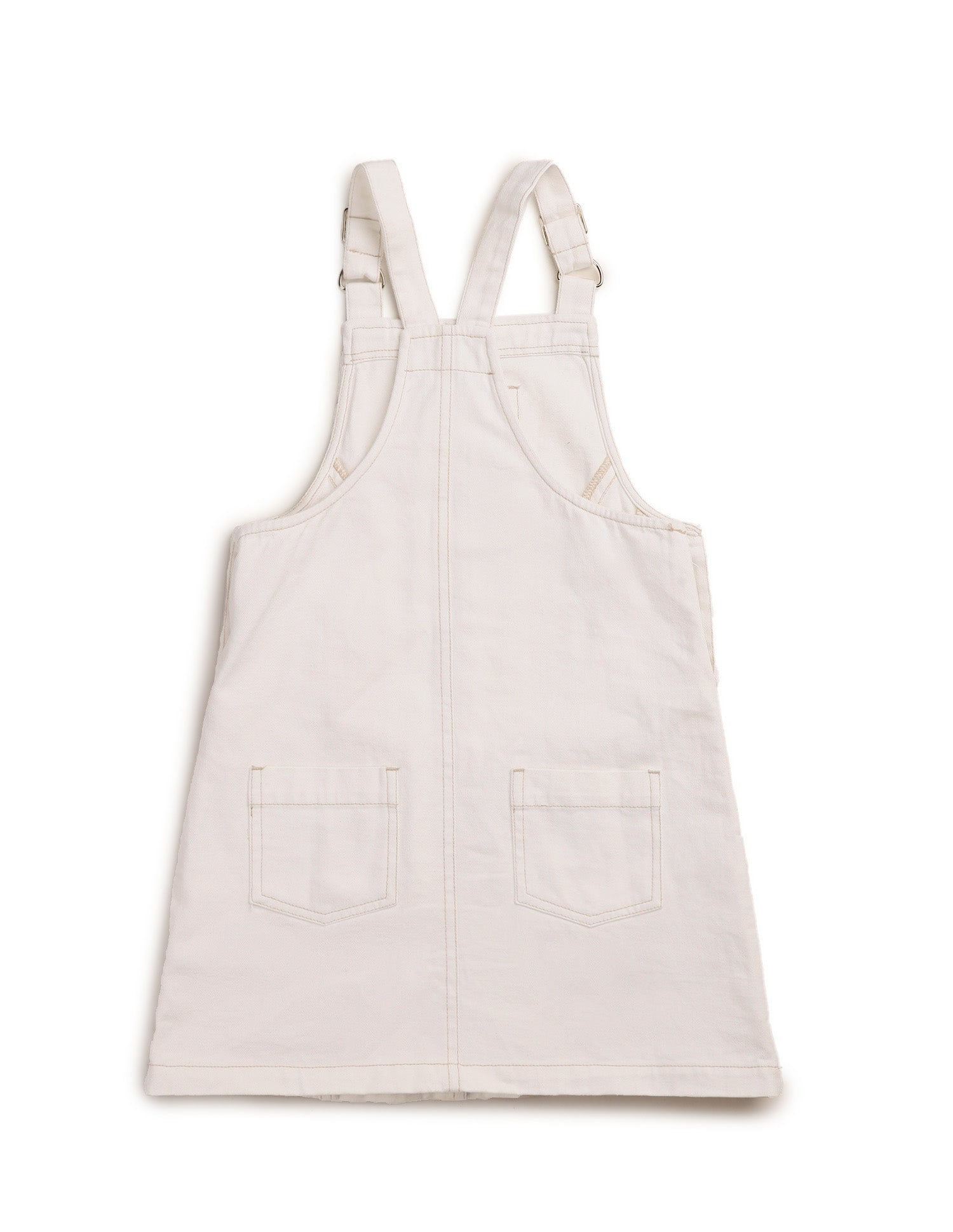 Girls Solid Dungaree Dress Off White - U.S. POLO ASSN. | Large