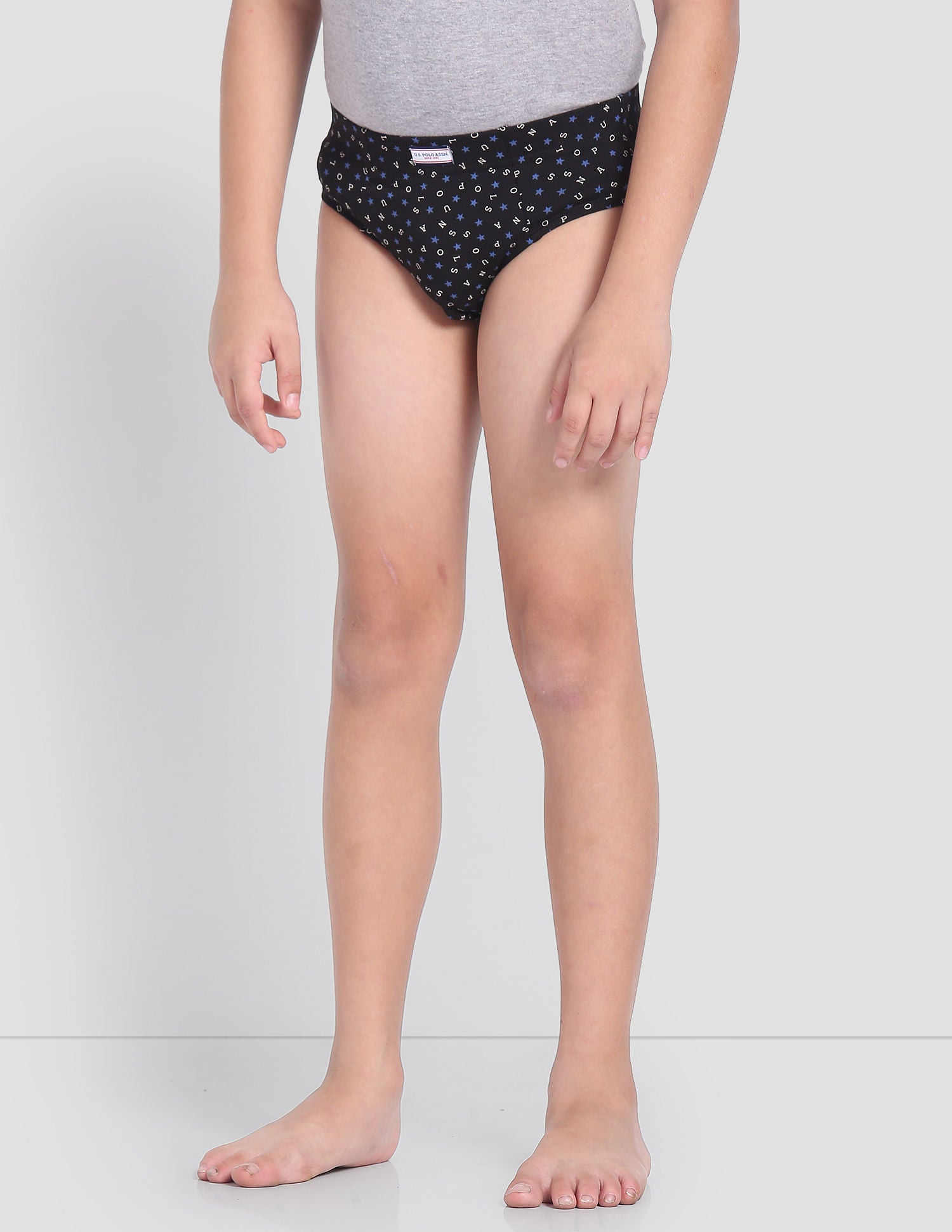 Mid Rise Cotton Spandex OKB01 Briefs - Pack Of 3 Blue, Black and Grey - U.S. POLO ASSN. | Large