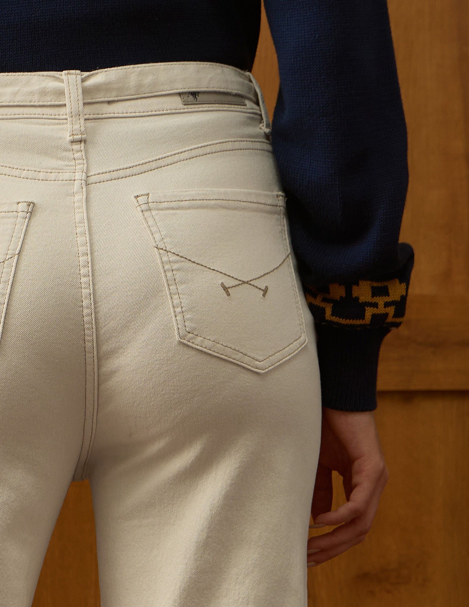 High Rise Wide Leg Jeans Ecru - U.S. POLO ASSN. | Large