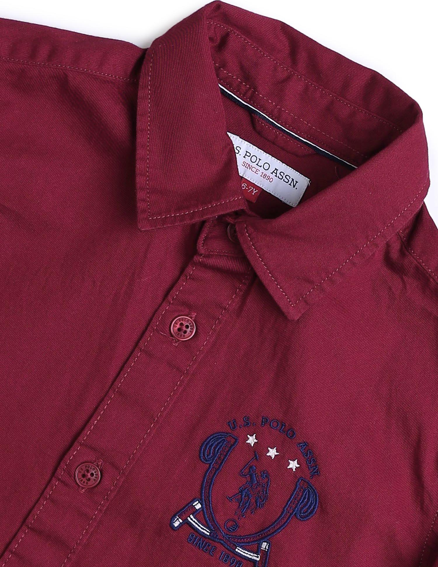 Boys Solid Regular Fit Shirt Red - U.S. POLO ASSN. | Large